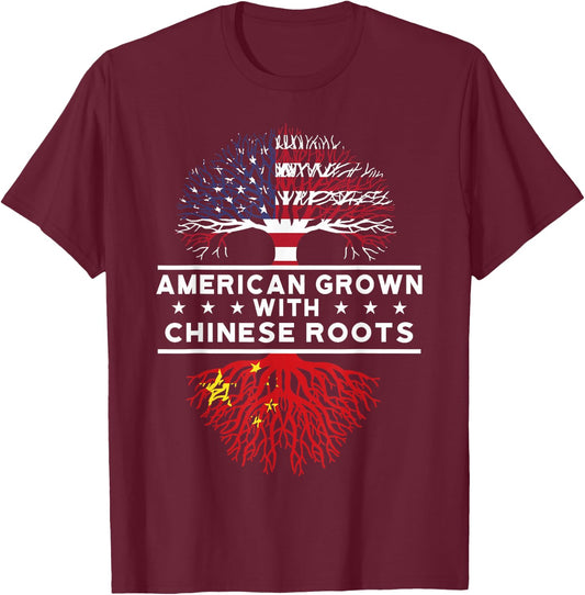 American Grown with Chinese Roots - China T-Shirt - T-Shirt | Maroon