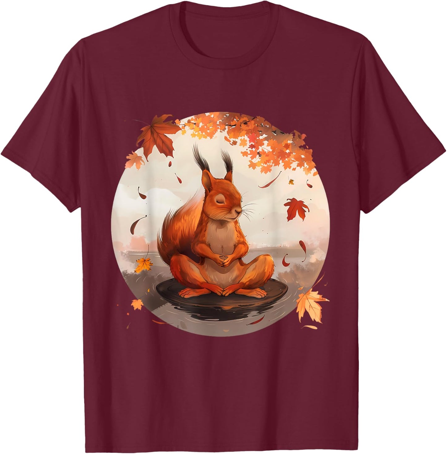 Meditation Squirrel Animal Art Spirituality Yoga Buddhist T-Shirt - T-Shirt | Maroon