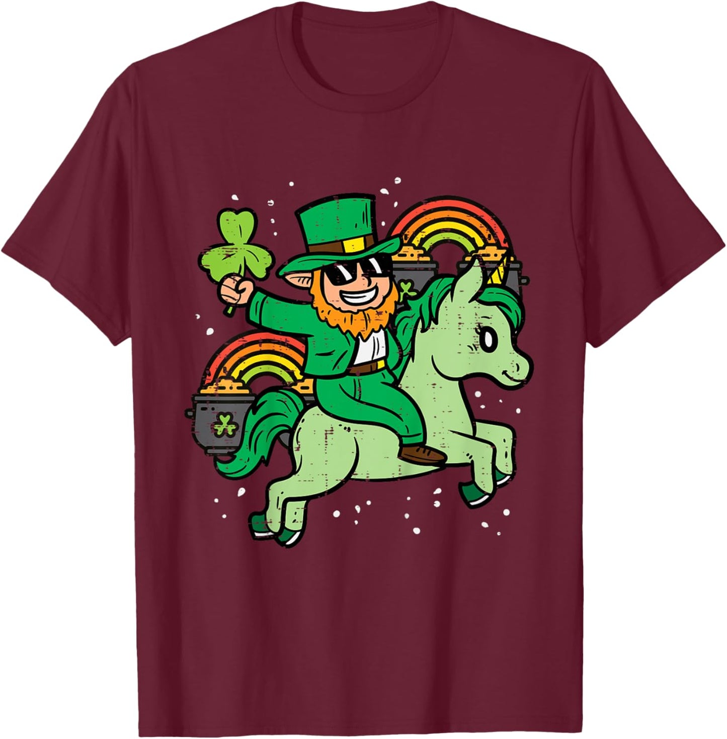 Kids Leprechaun Unicorn Rainbow Cute St Patricks Day Girls Kids T-Shirt - T-Shirt | Maroon