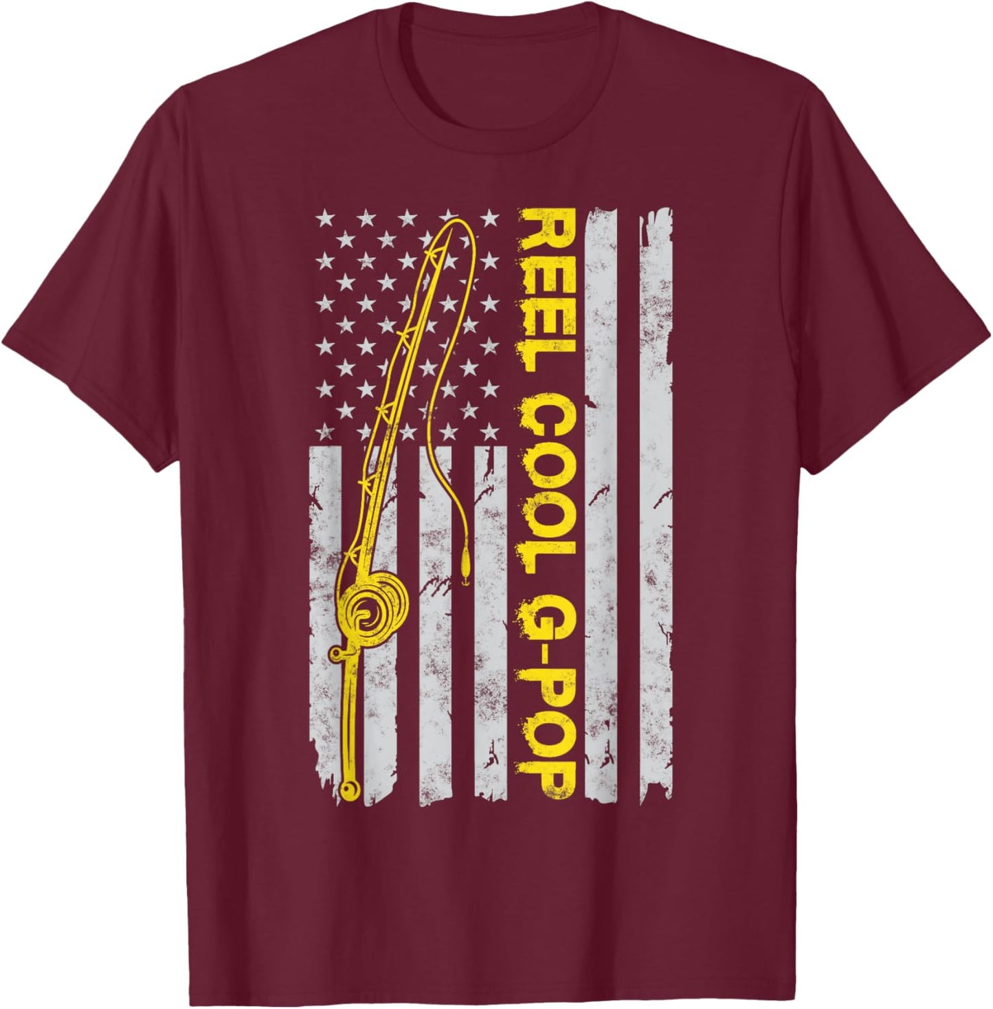 Reel Cool G-Pop American Funny Fishing Flag Gift G-Pop T-Shirt - T-Shirt | Maroon