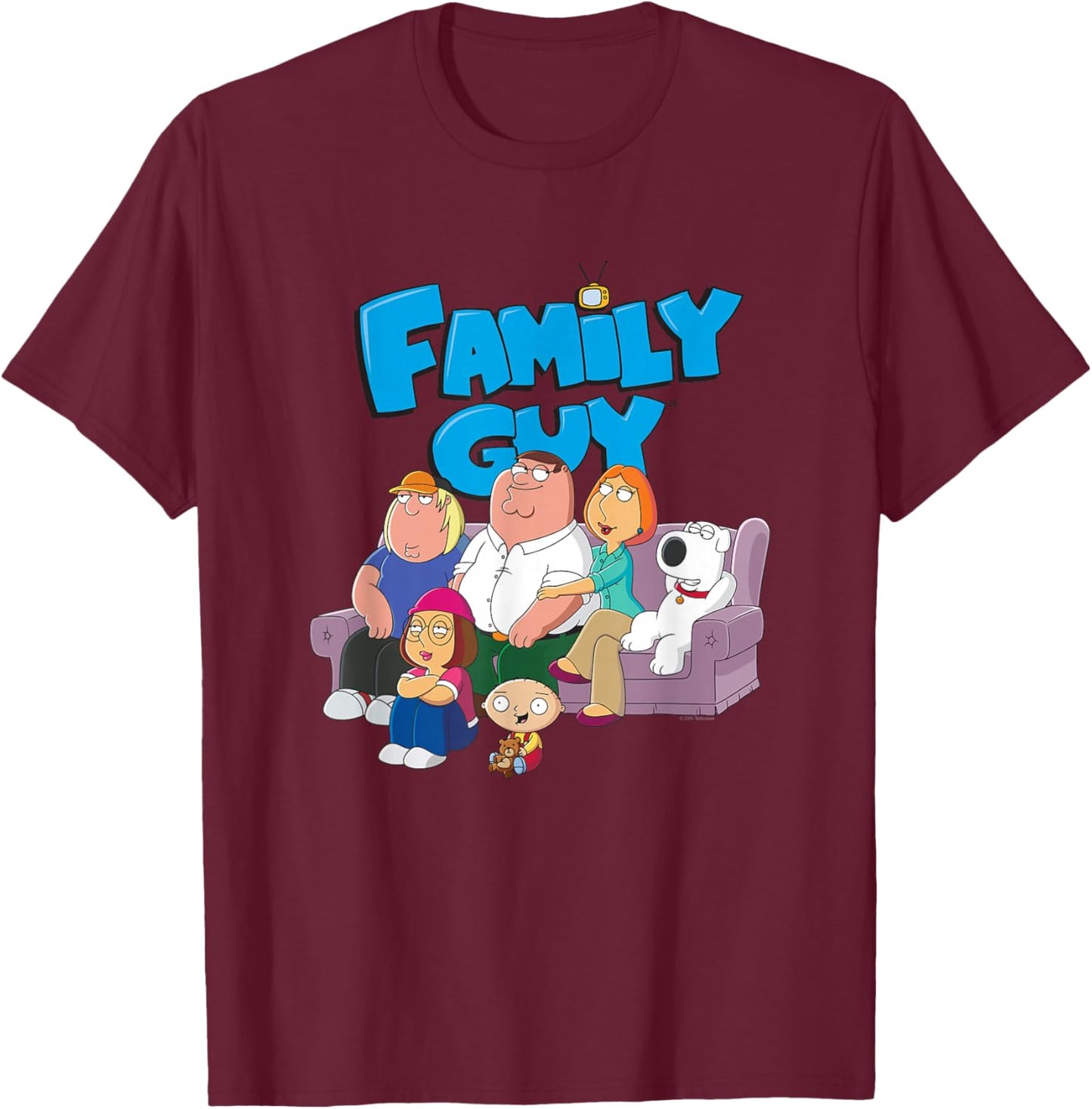 Family Guy Griffin Family with Logo Cartoon T-Shirt - T-Shirt | Maroon