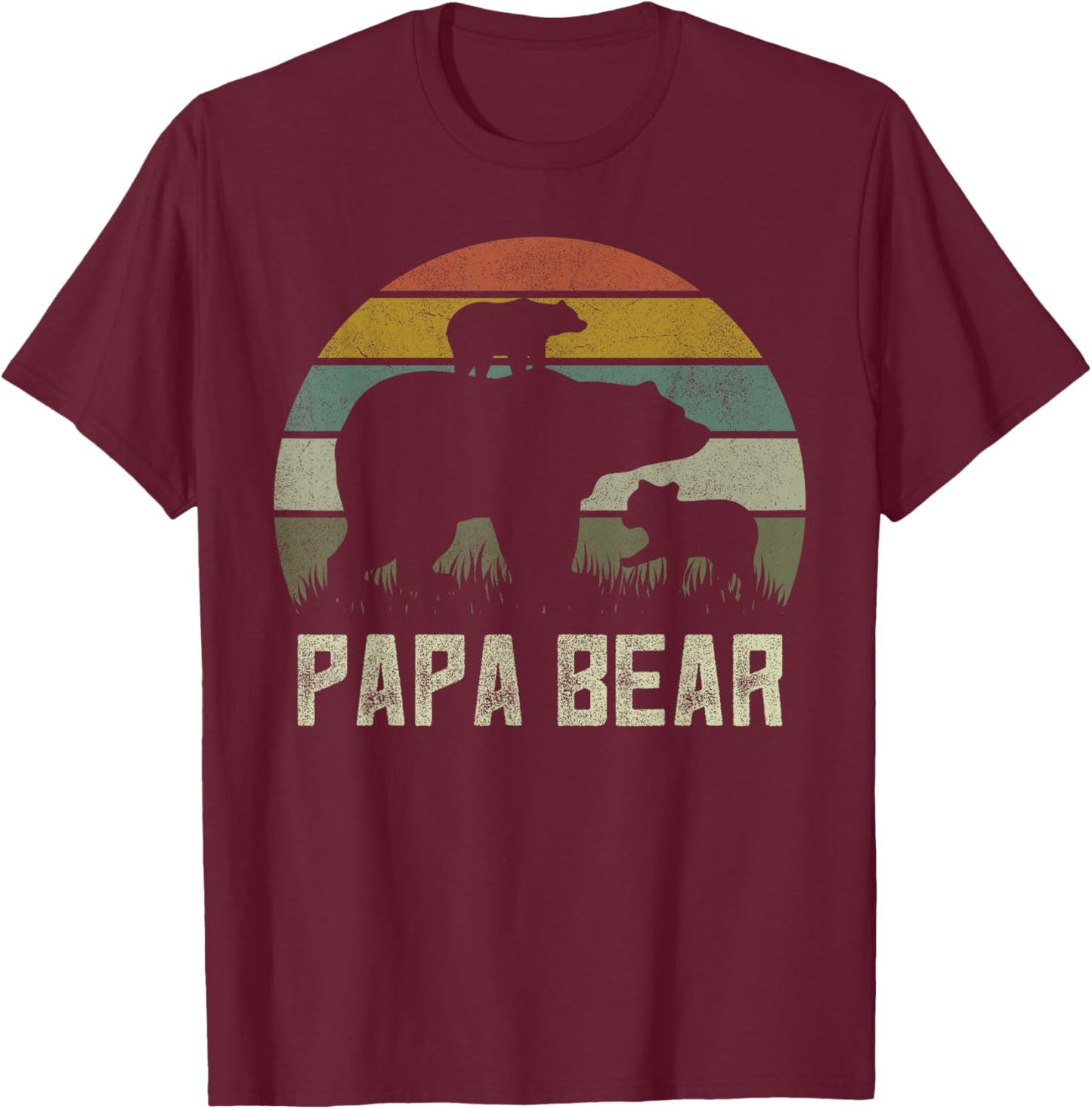 Funny Papa Bear Shirts, Cub 2 Kids Fathers Day Grandpa T-Shirt - T-Shirt | Maroon