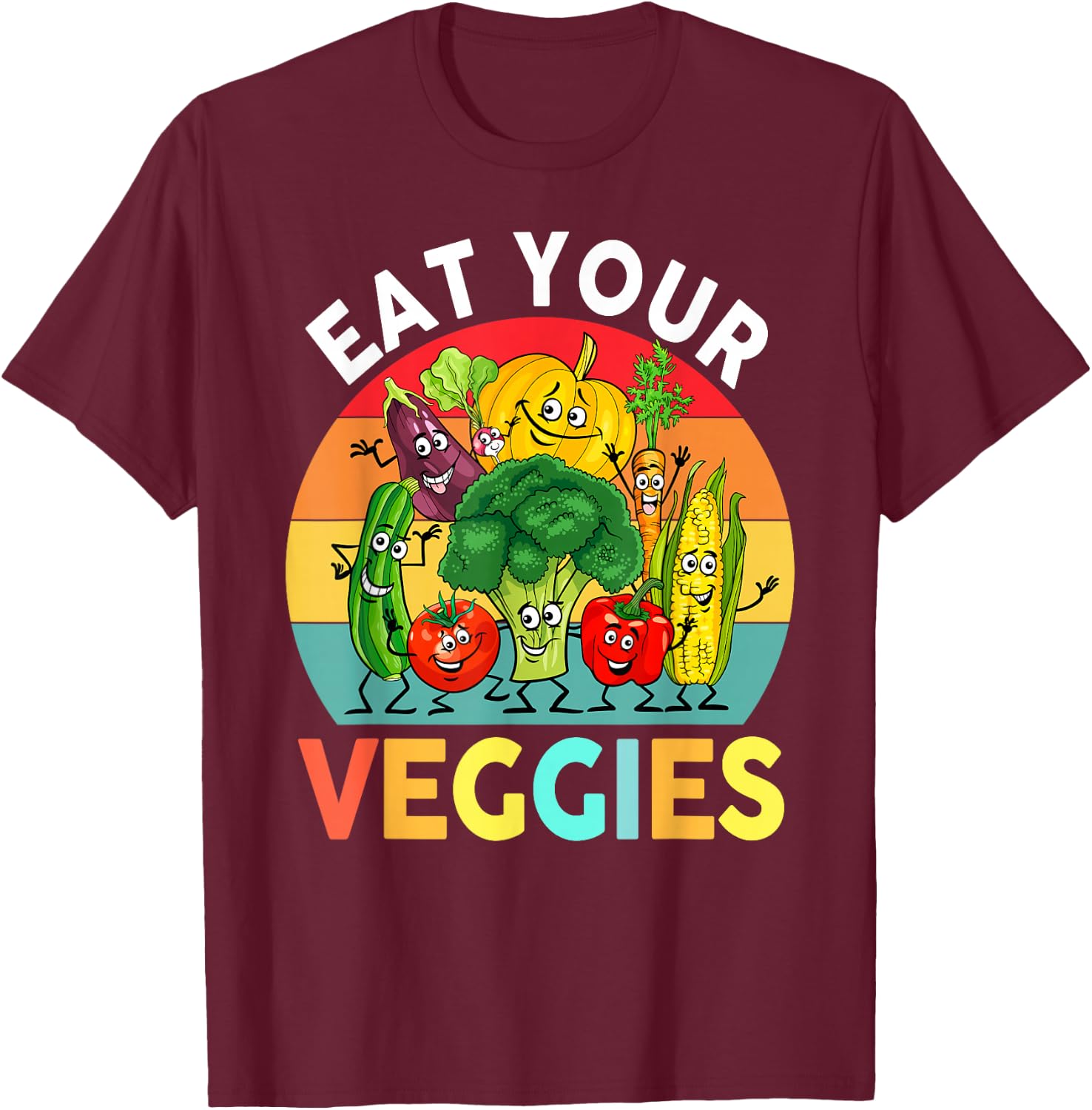 Vegan Shirt Kids Toddler Boys Eat Your Veggies Vegetables T-Shirt - T-Shirt | Maroon