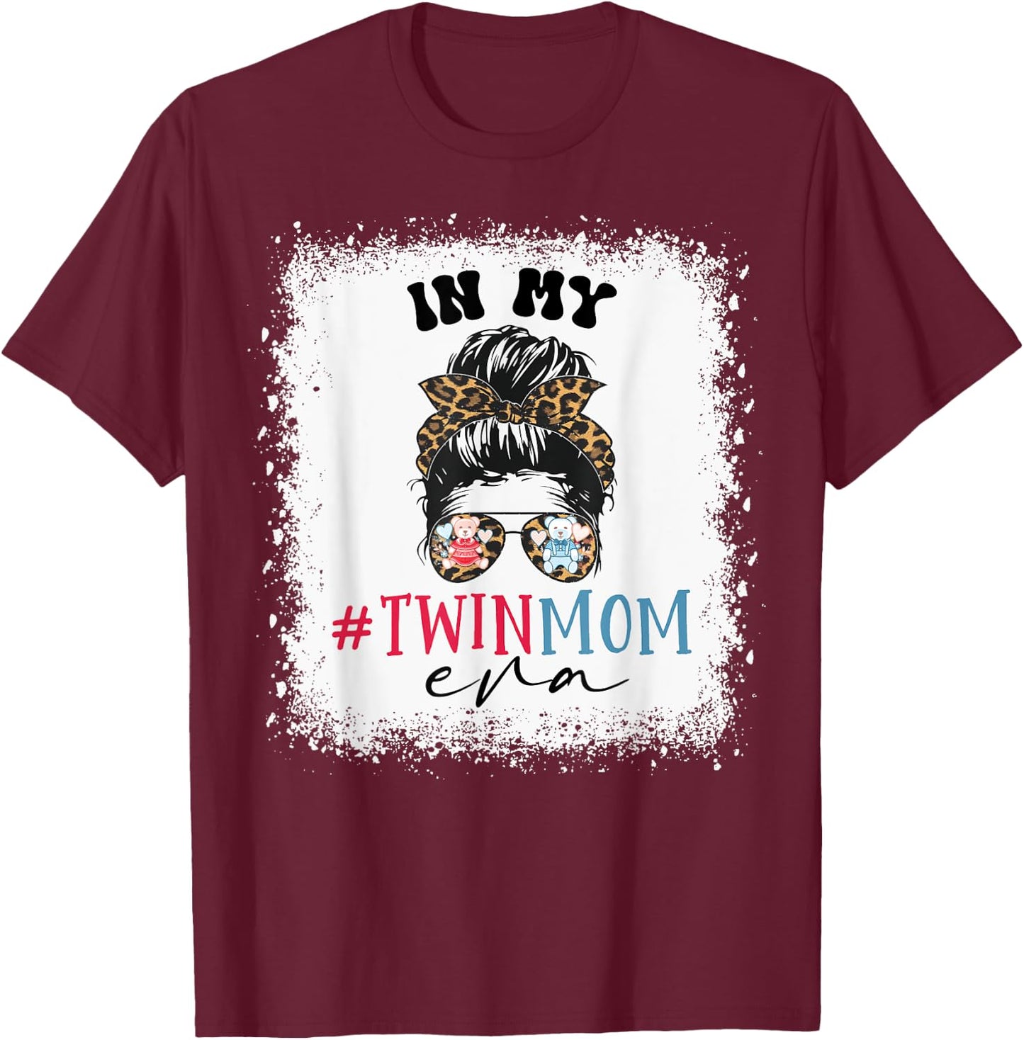 In My Twin Mom Era Mama Mothers Pregnancy Announcement T-Shirt - T-Shirt | Maroon