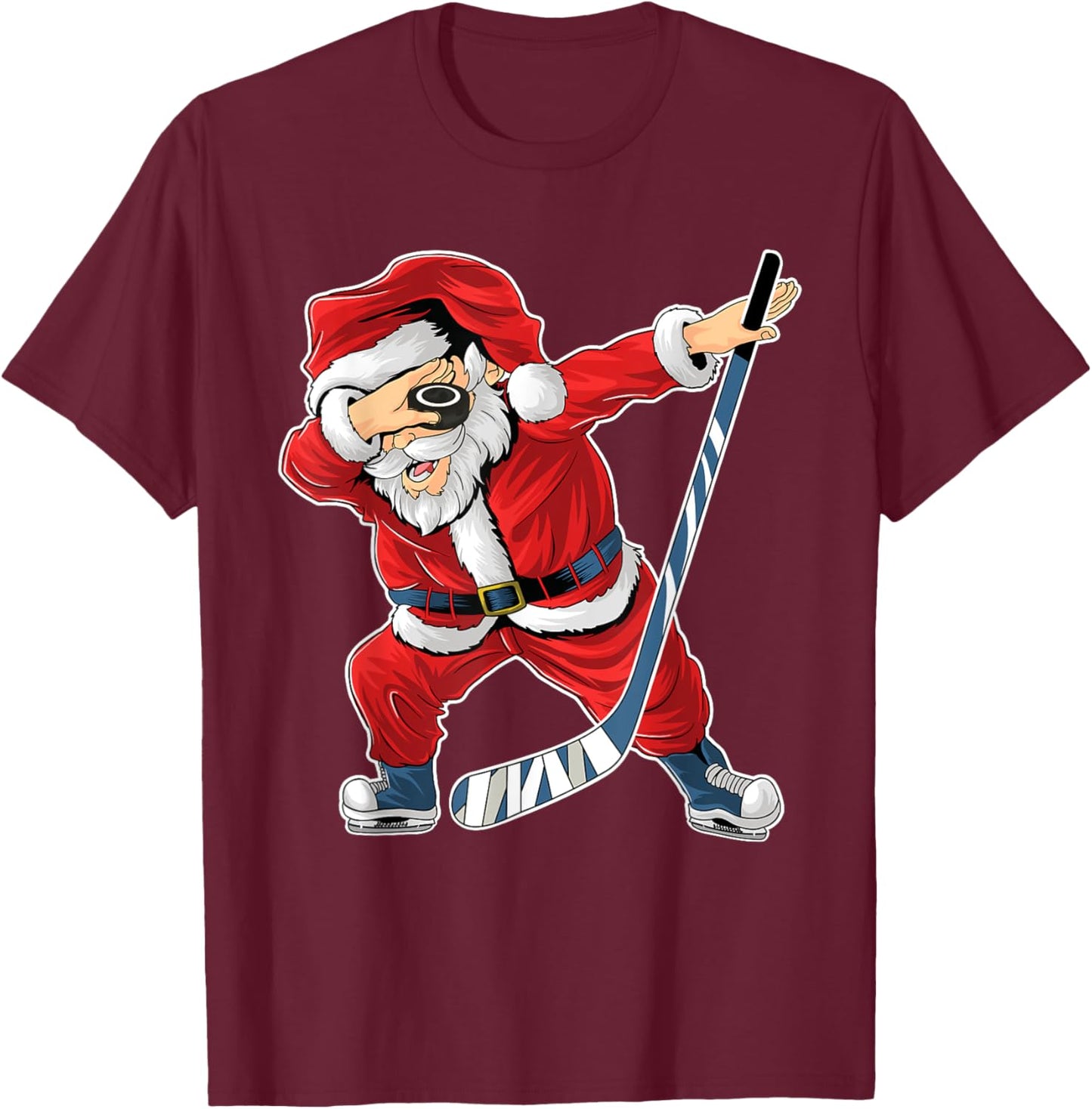 Ice Hockey Dabbing Santa Claus Hockey Player Christmas T-Shirt - T-Shirt | Maroon