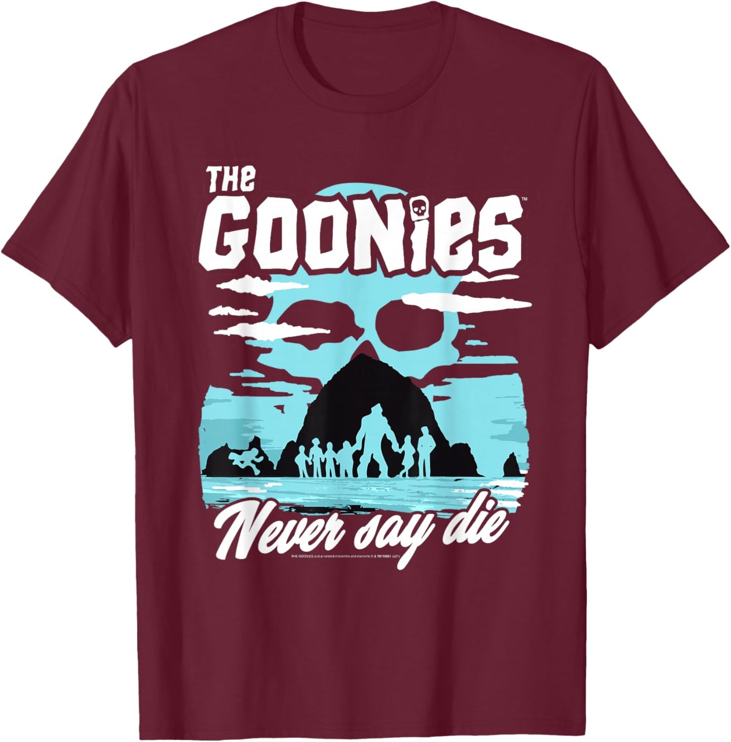 The Goonies Cannon Beach Never Say Die Illustration Movie T-Shirt - T-Shirt | Maroon