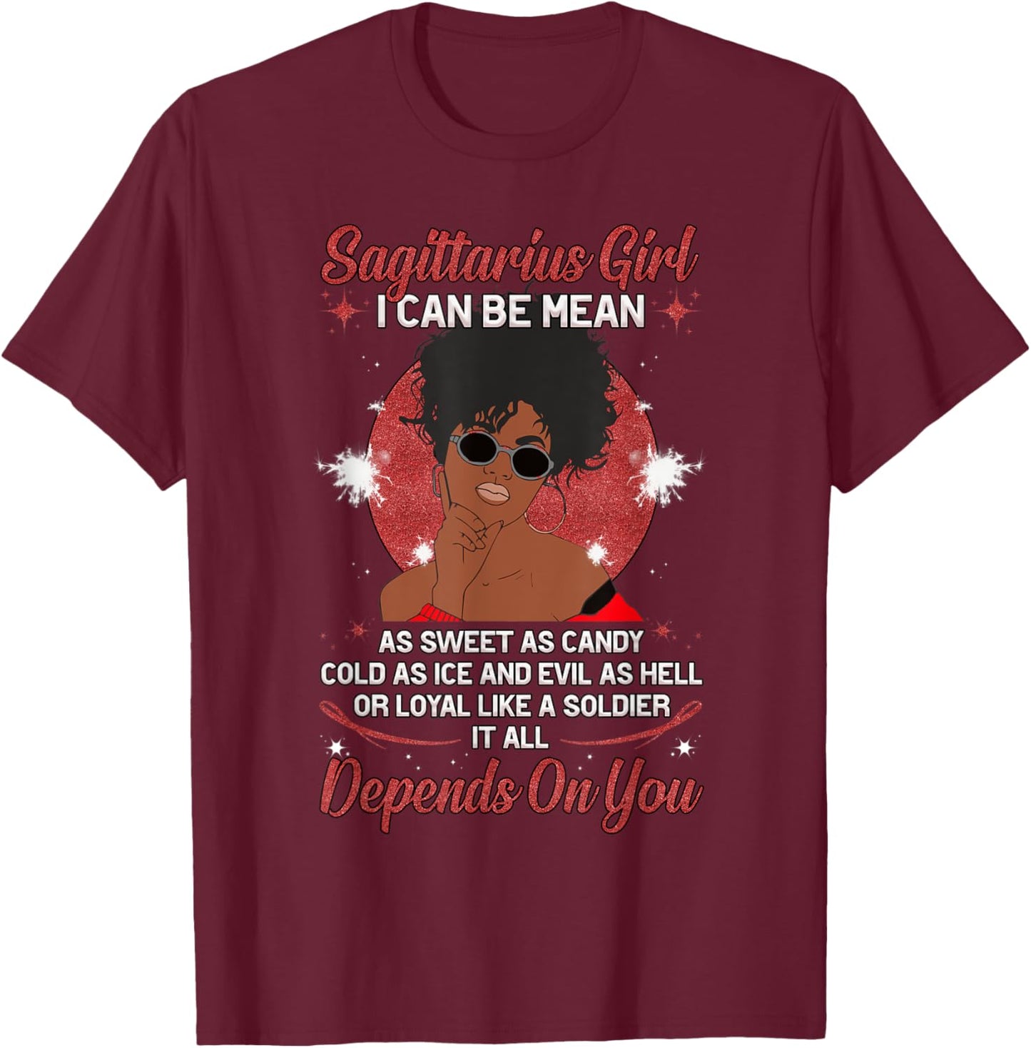 Black Pride Melanin Sagittarius I can Be Mean T-Shirt - T-Shirt | Maroon