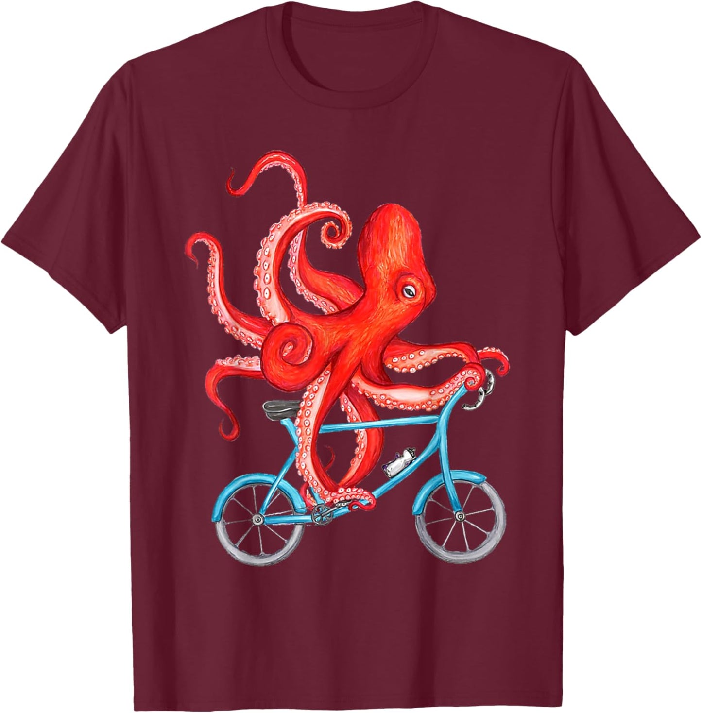 Octopus Bicycle Bike Cycling Beach Ocean Sea Octopus Lover T-Shirt - T-Shirt | Maroon