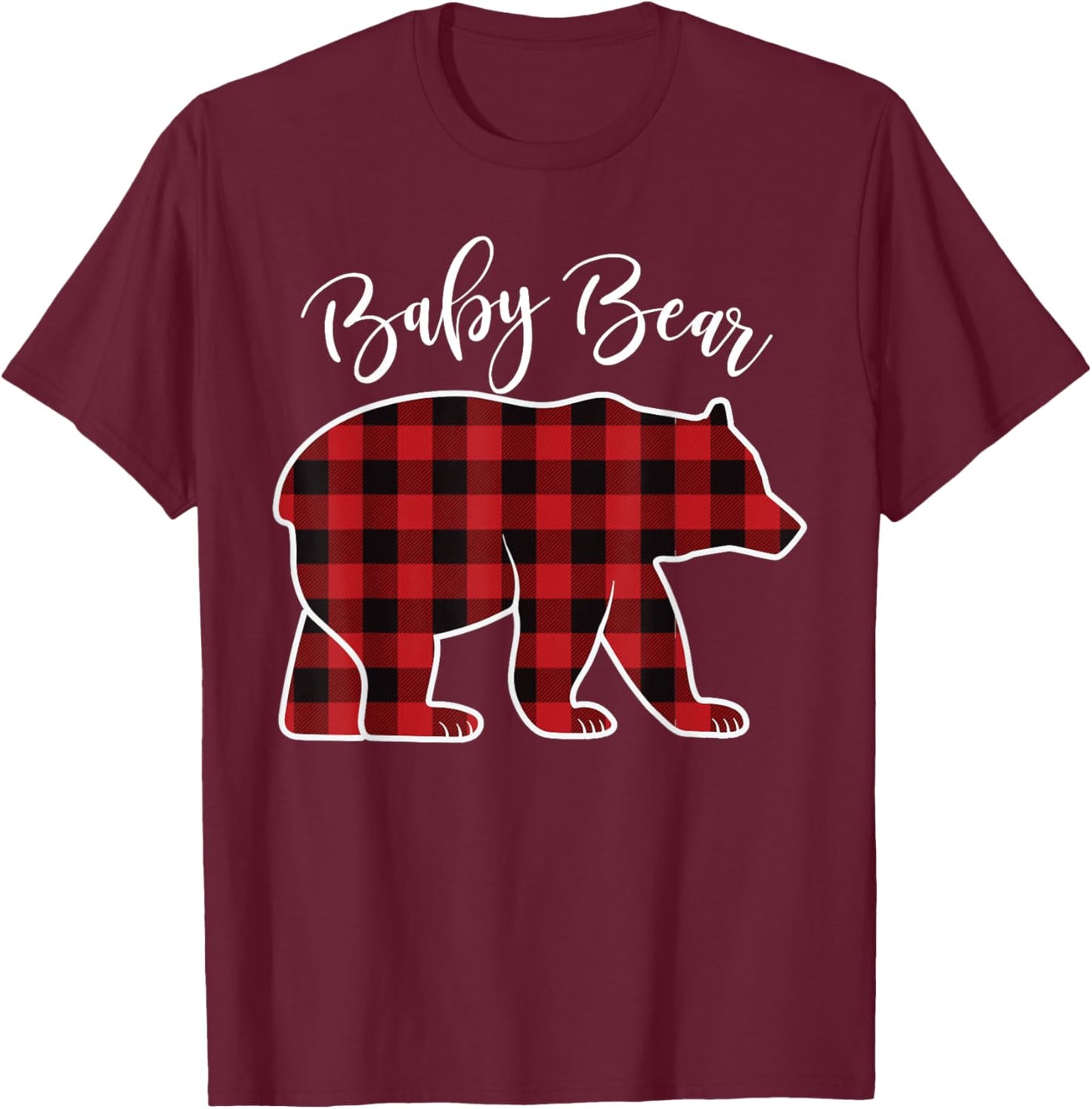 Baby Bear Pajama Red Buffalo Xmas Funny Family Christmas T-Shirt - T-Shirt | Maroon