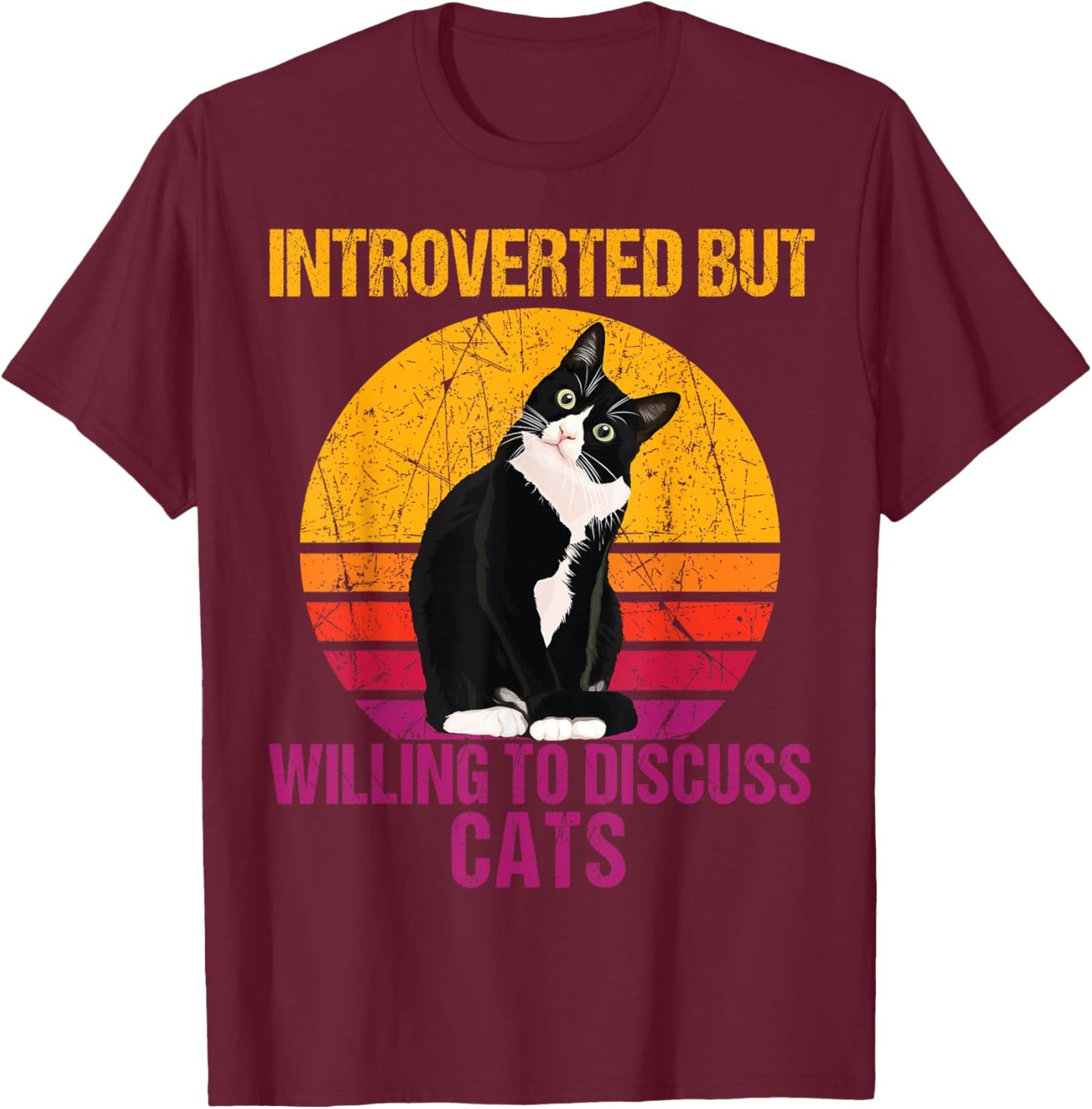 Introverted But Willing To Discuss Cats T-Shirt - T-Shirt | Maroon