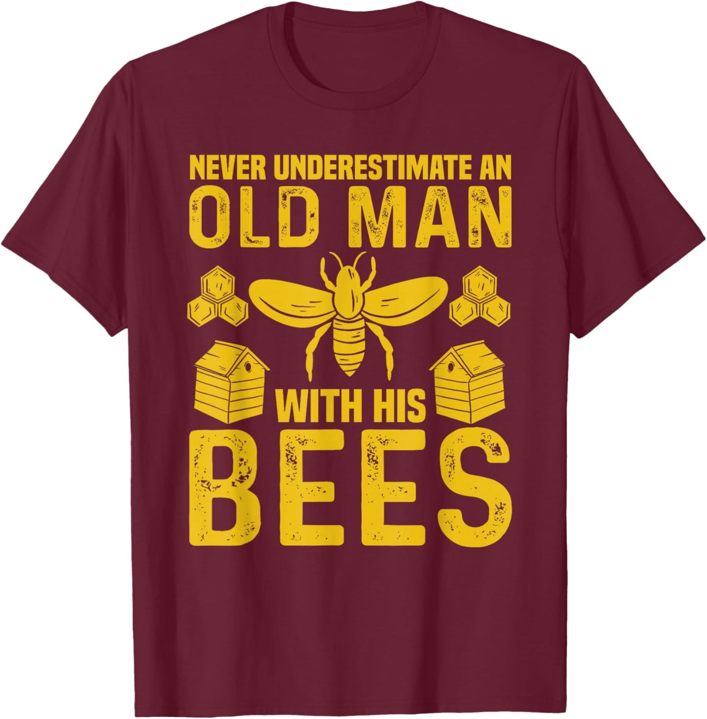 Apiary Bee Keeper an Old Man with His Bees Beekeeping T-Shirt - T-Shirt | Maroon