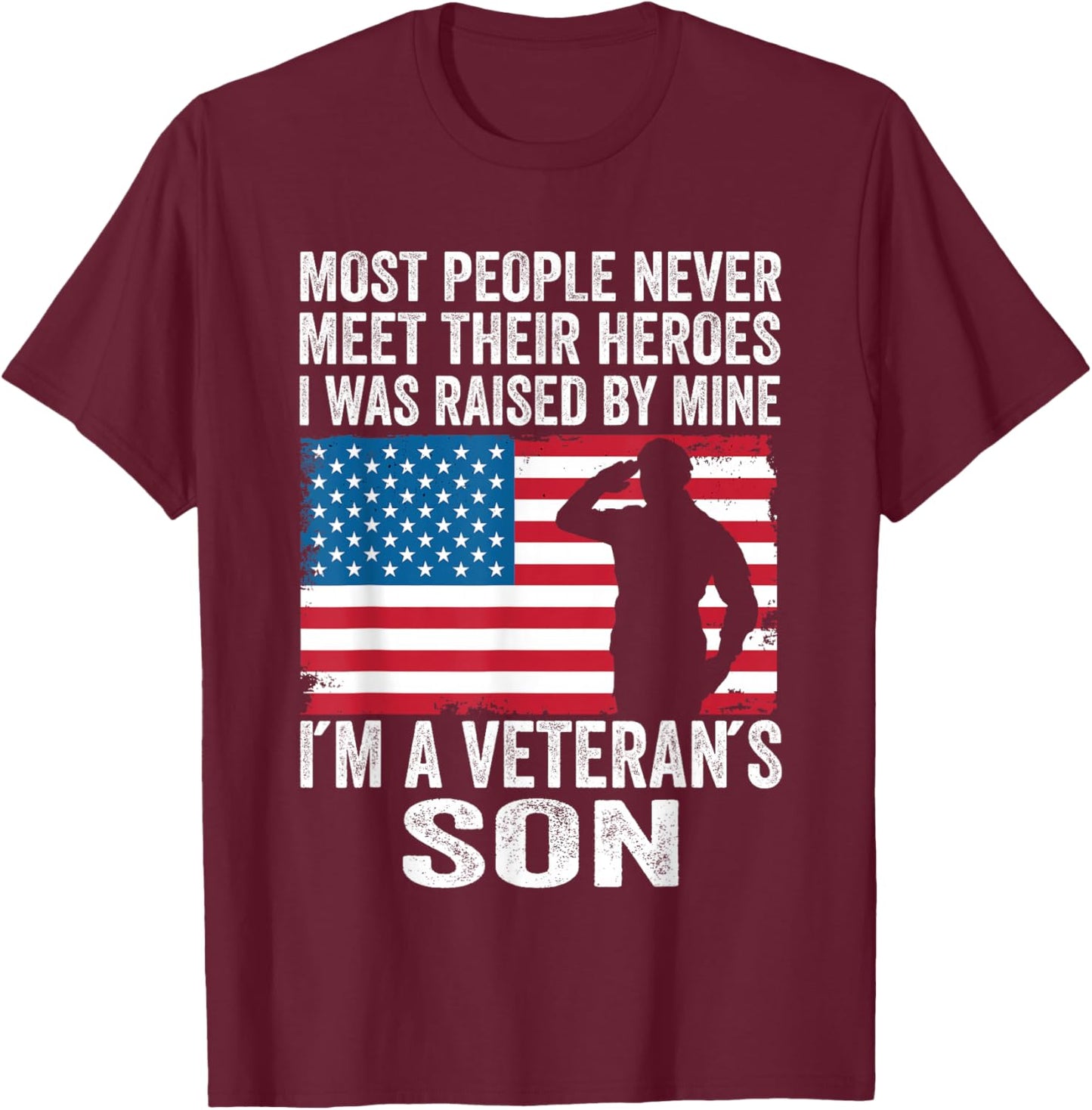 American Proud Veteran Son Veterans Day Memorial Day T-Shirt - T-Shirt | Maroon