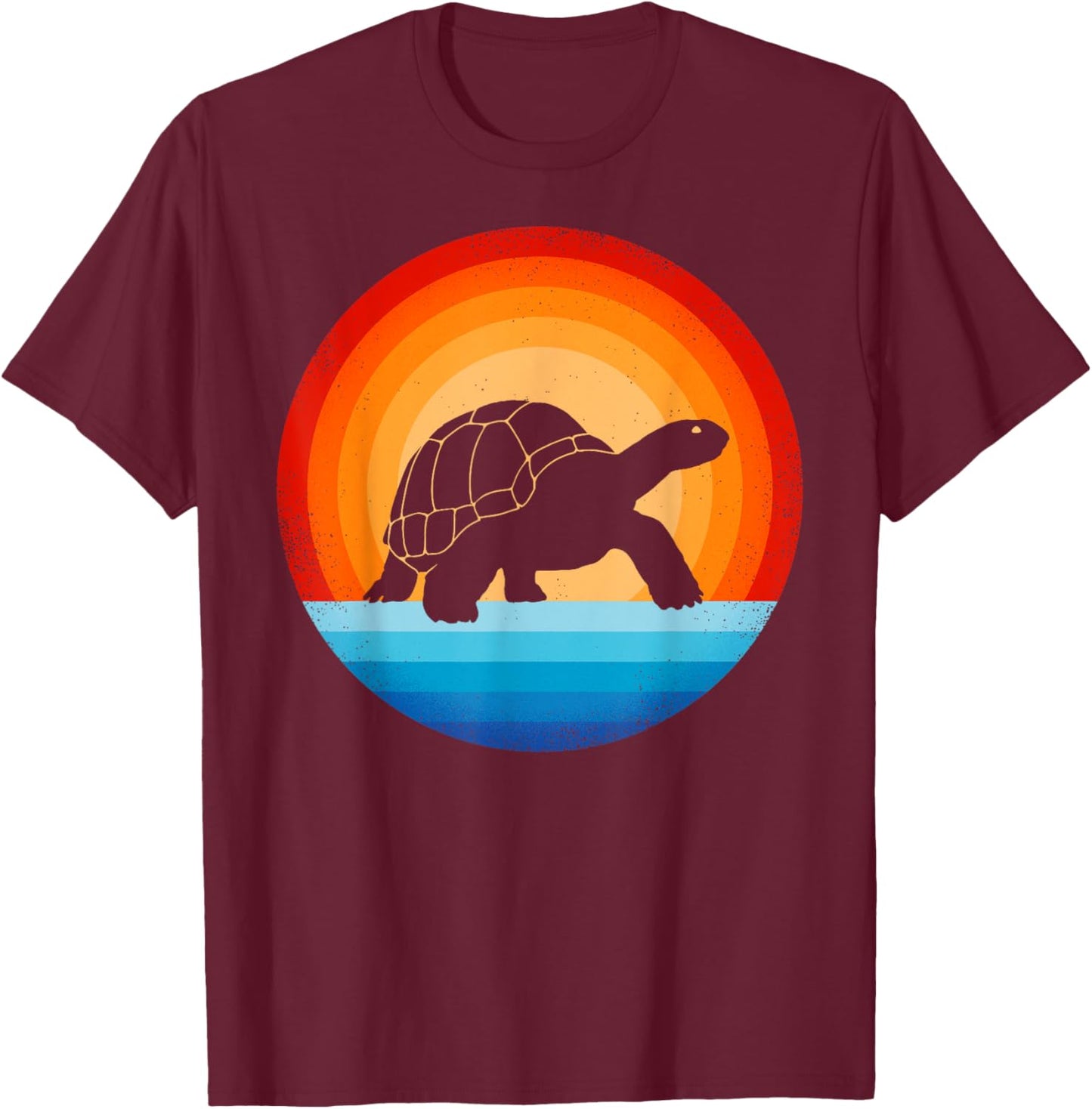 Tortoise Retro Vintage 60s 70s Sunset Turtle Reptile Animal T-Shirt - T-Shirt | Maroon