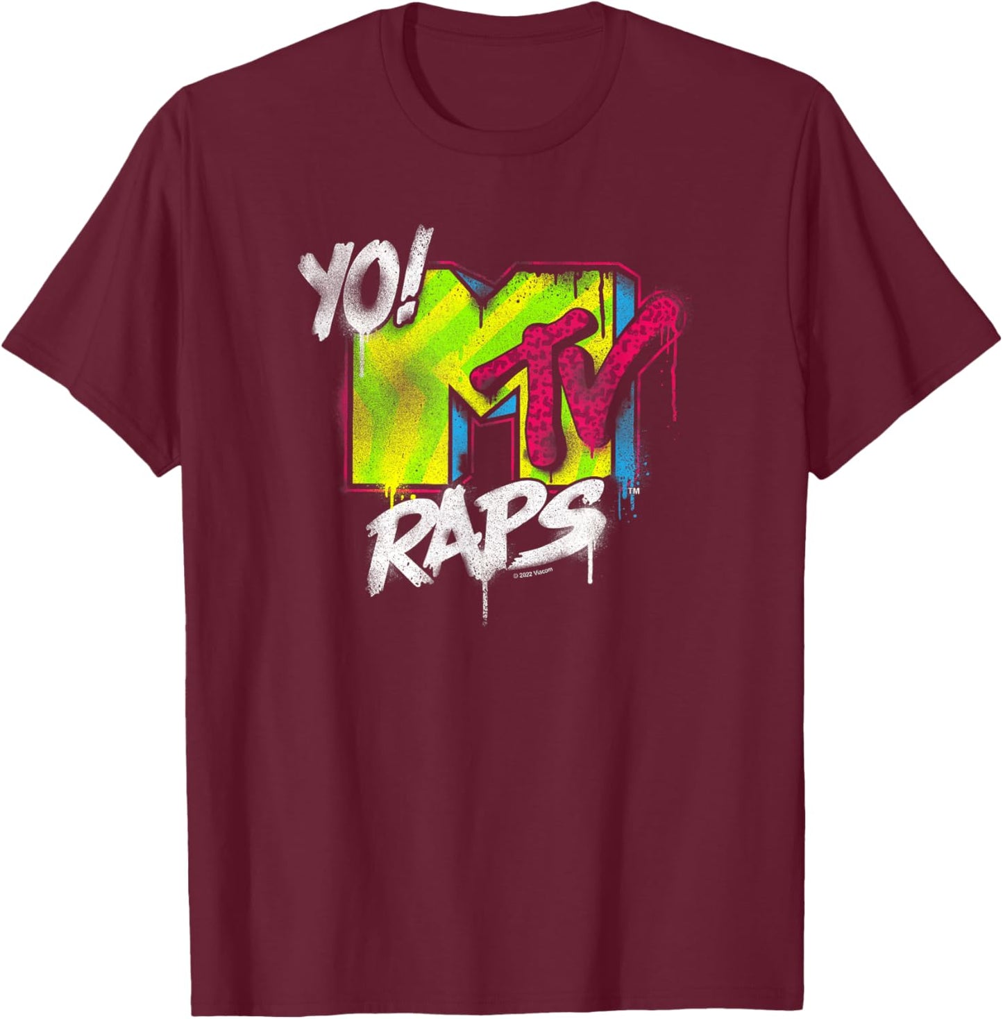 MTV Yo! MTV Raps Vintage Spray Can Logo T-Shirt - T-Shirt | Maroon