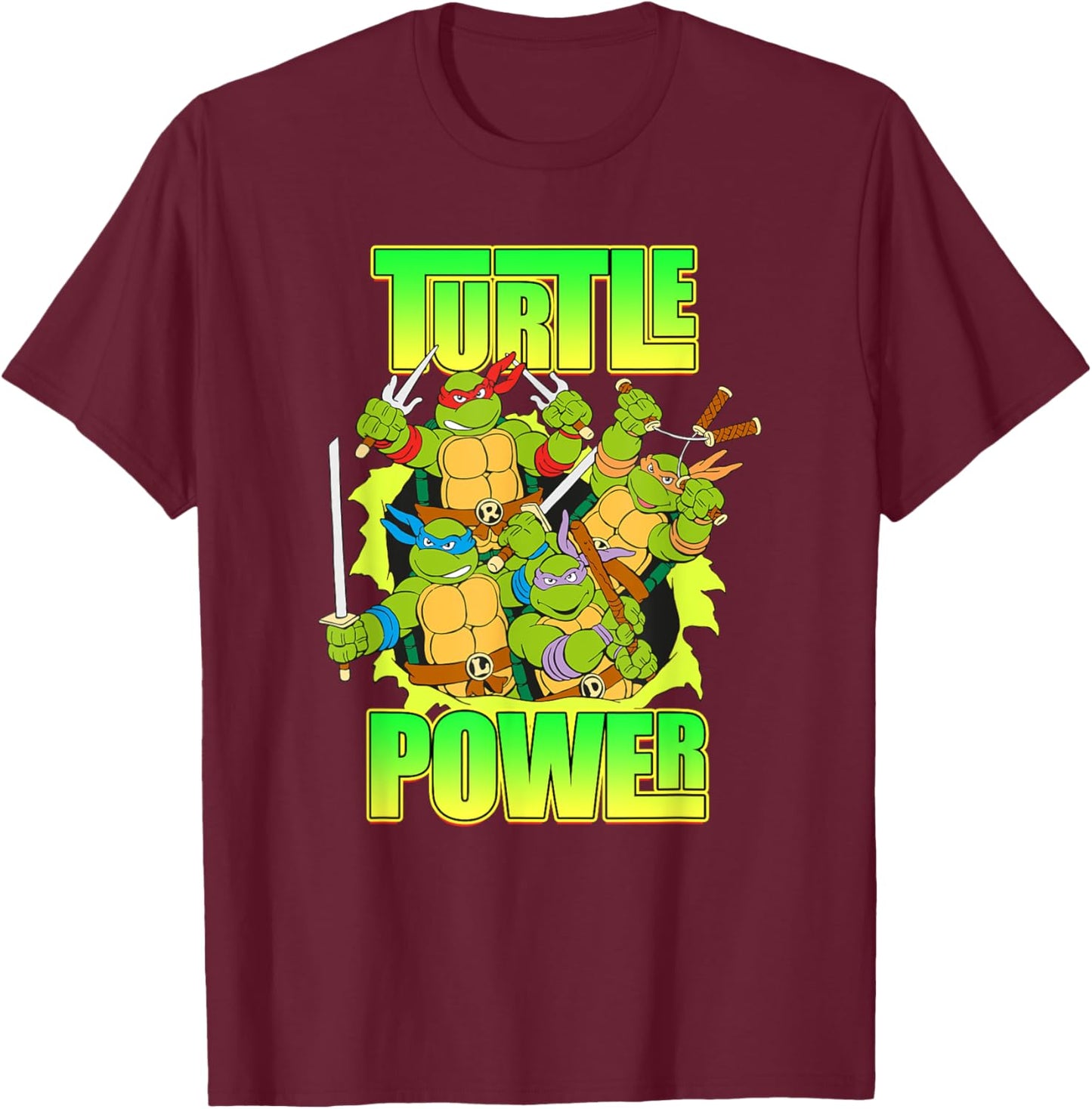 Mademark x Teenage Mutant Ninja Turtles - Turtle Power - Retro TMNT T-Shirt - T-Shirt | Maroon