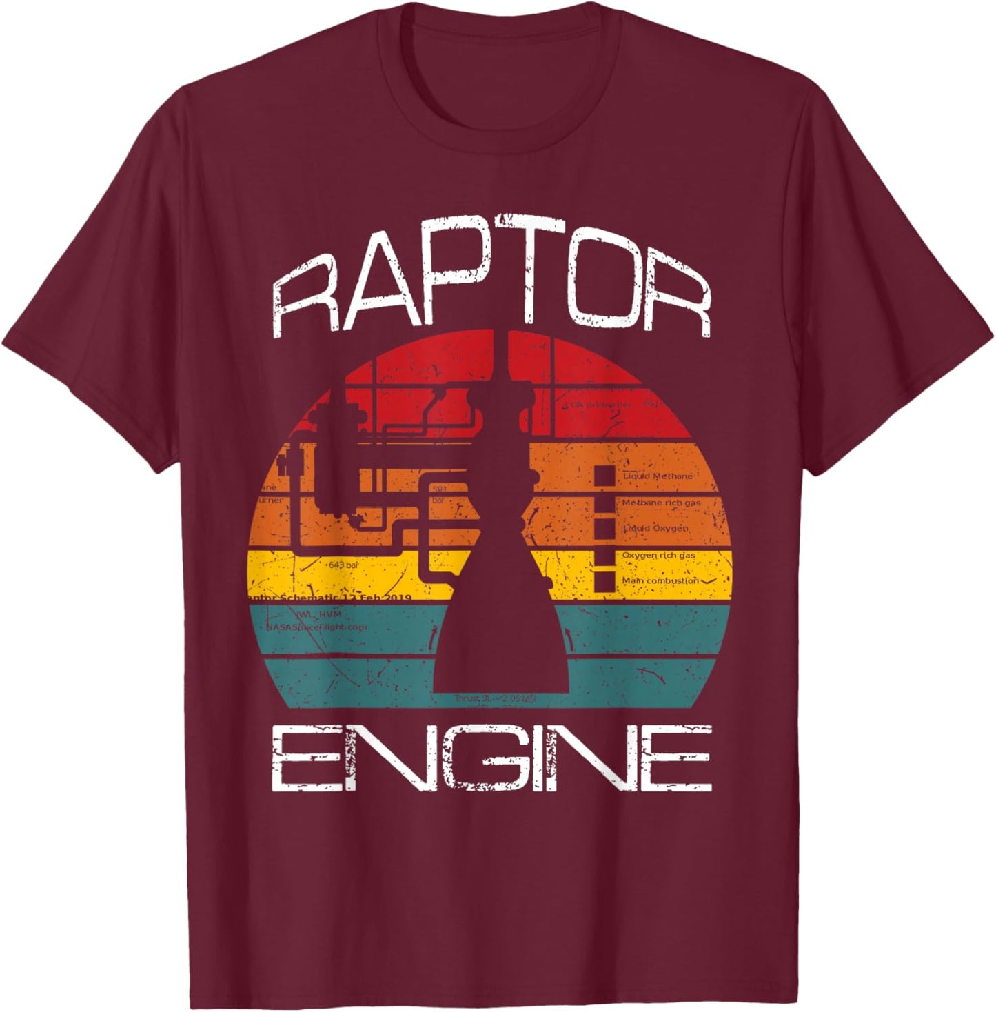Starship Raptor Engine For Rocket Scientist & Space Explorer T-Shirt - T-Shirt | Maroon