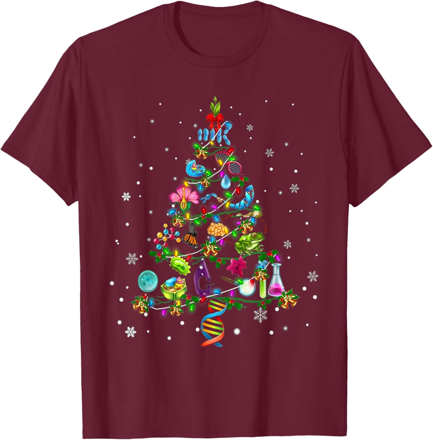 Cute Biology Christmas Tree Gift Decoration Xmas Tree T-Shirt - T-Shirt | Maroon