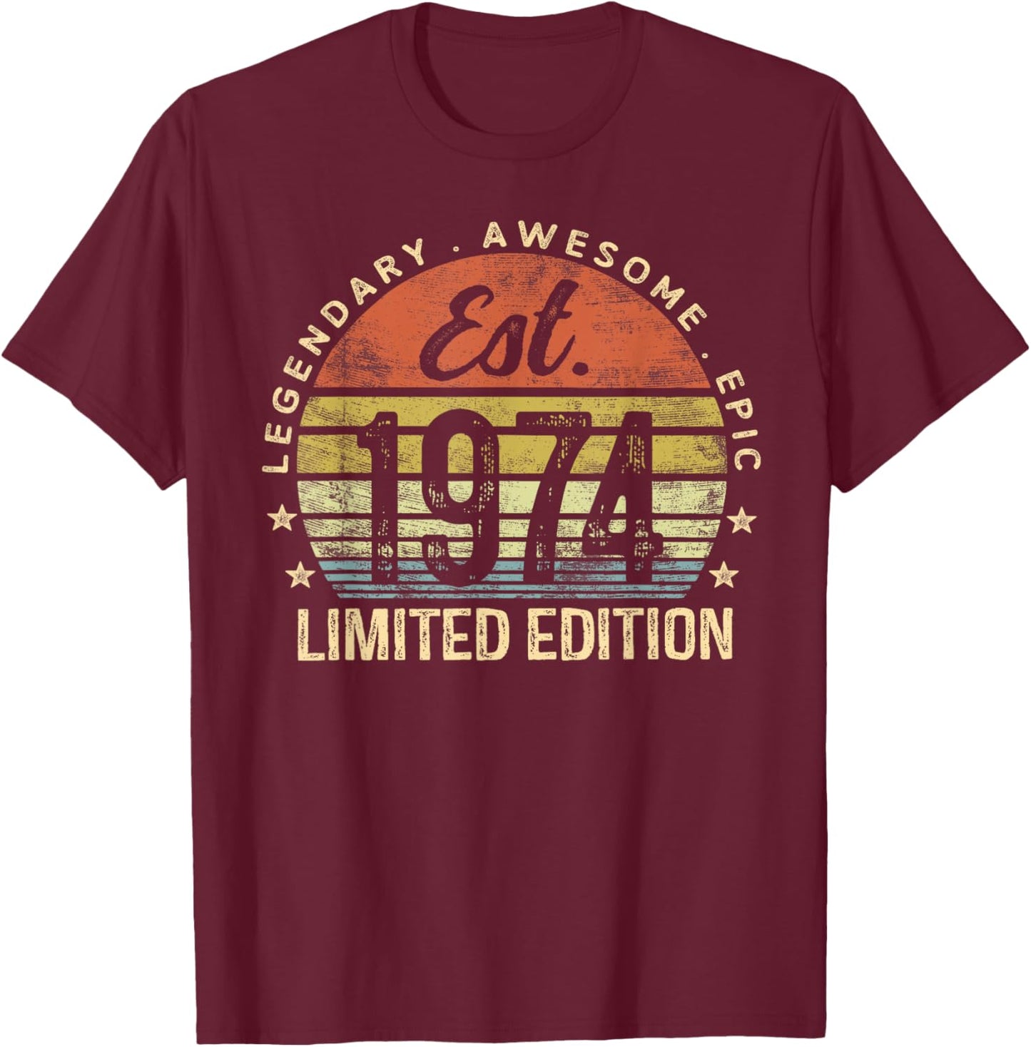 Est 1974 Limited Edition 51st Birthday Vintage 51 Year Old T-Shirt - T-Shirt | Maroon