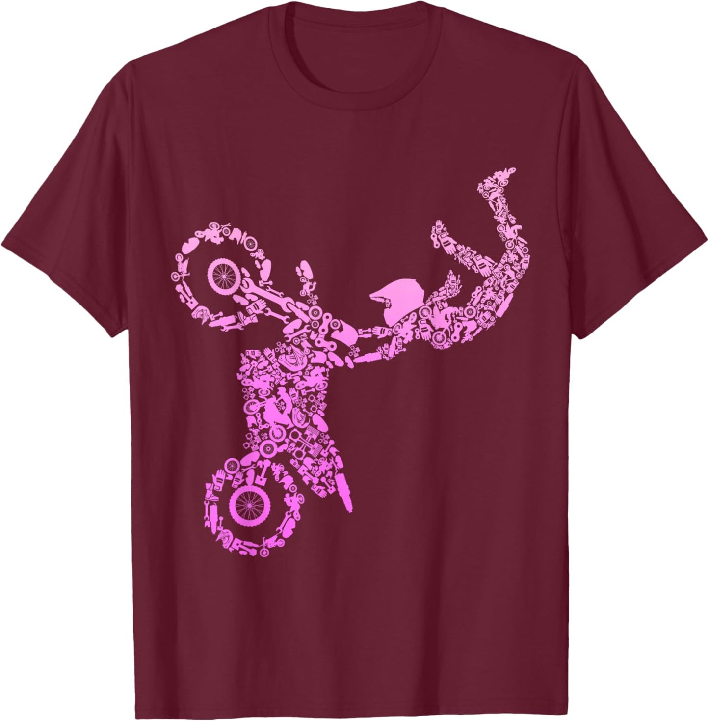 Dirt Bike Rider Motocross Enduro Dirt Biking Women Girls T-Shirt - T-Shirt | Maroon