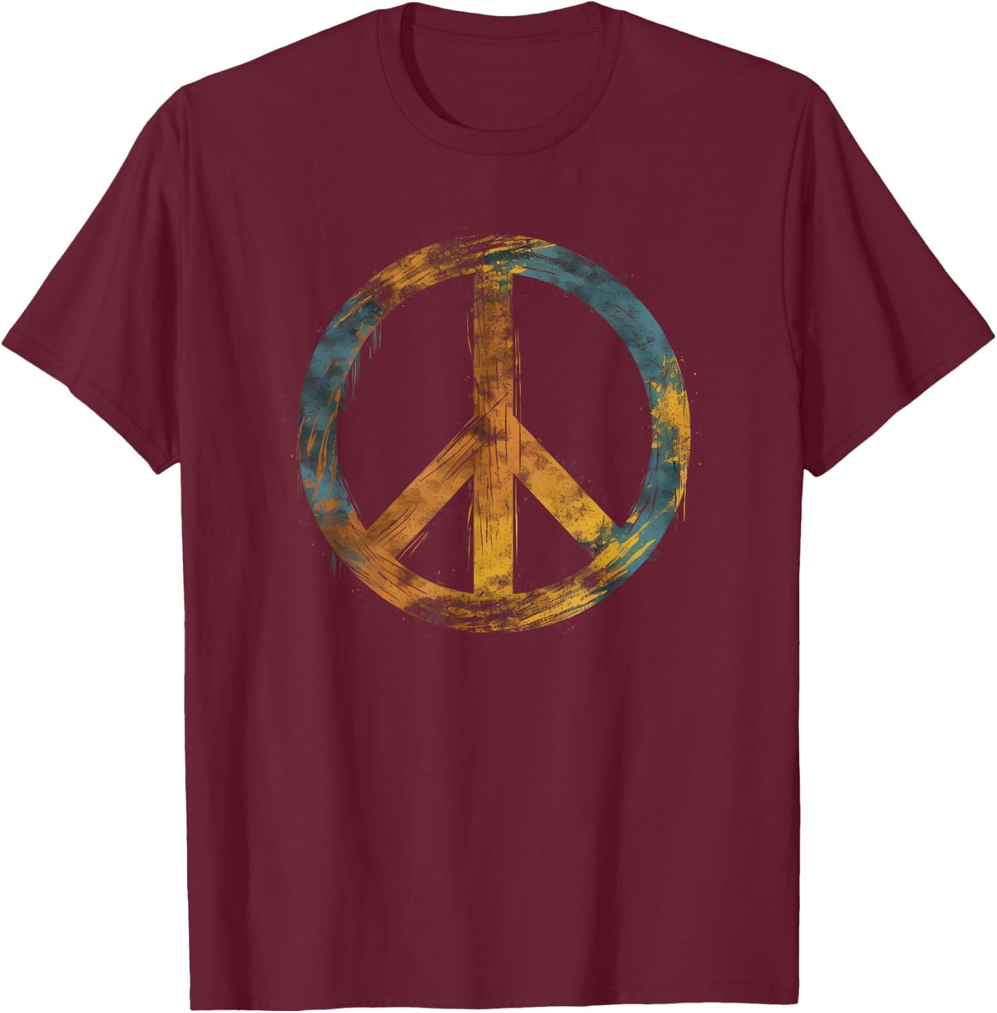 Peace Symbol Retro Design Peace Sign T-Shirt - T-Shirt | Maroon