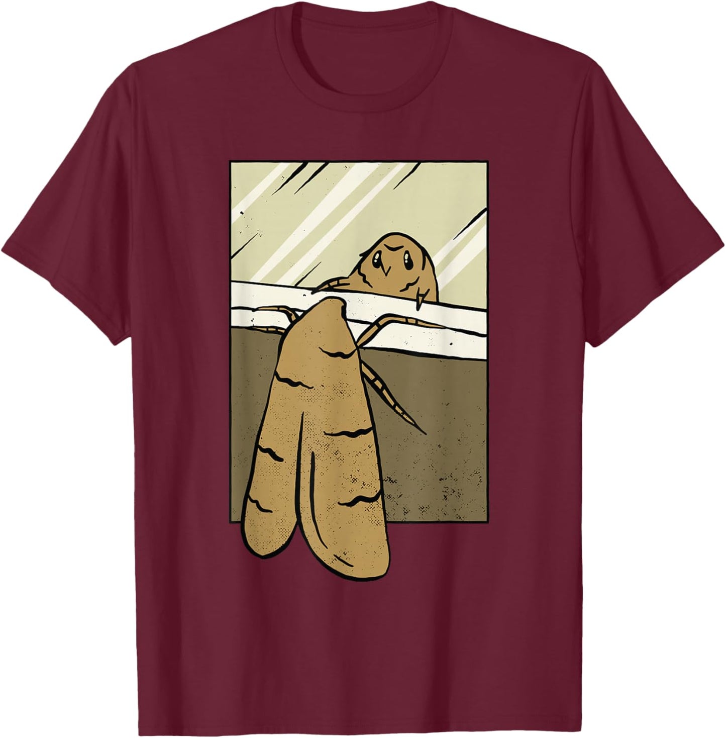 Moth looks at her reflection Moth Insect Entomology Insects T-Shirt - T-Shirt | Maroon