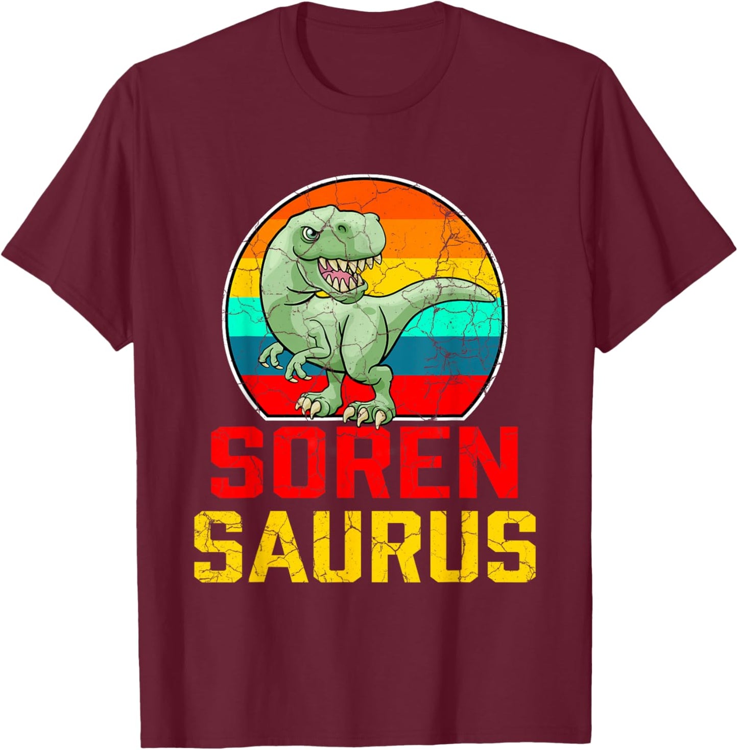 Soren Saurus Family Reunion Last Name Team Funny Custom T-Shirt - T-Shirt | Maroon