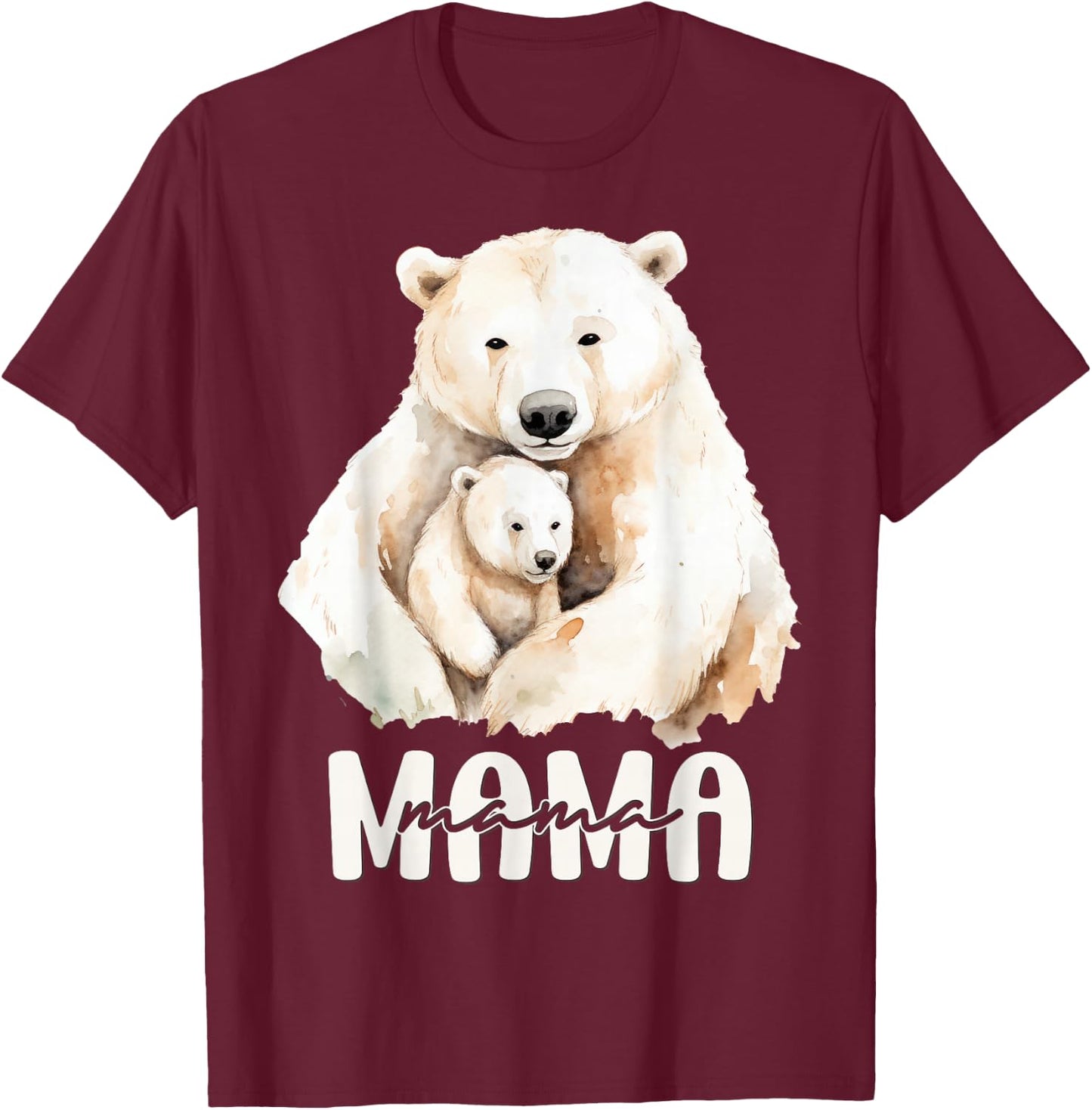 Polar Bear Mama for Mom Mother Mommy Birthday Mothers Day T-Shirt - T-Shirt | Maroon
