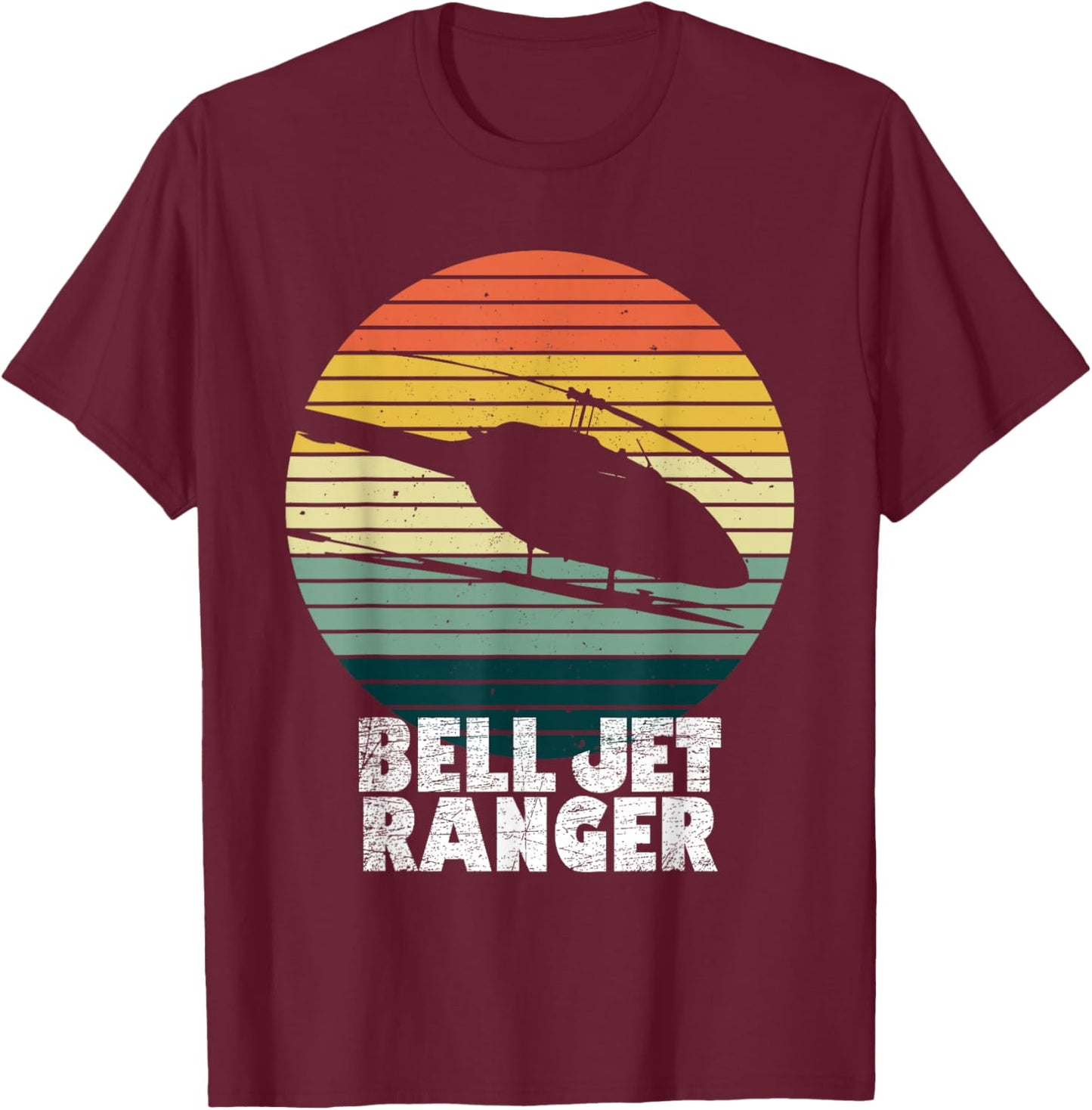 Helicopter Avitation Pilot Military Heli Bell Jet Ranger T-Shirt - T-Shirt | Maroon