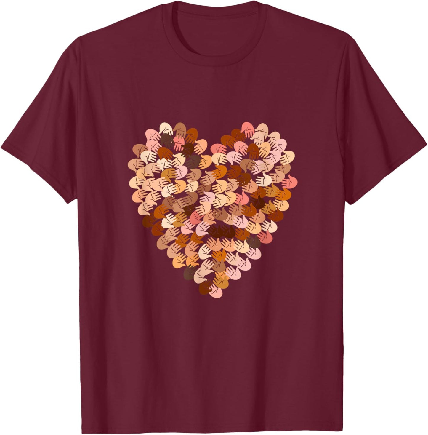 Melanin Hands Heart Valentines Day Black History Month 2022 T-Shirt - T-Shirt | Maroon
