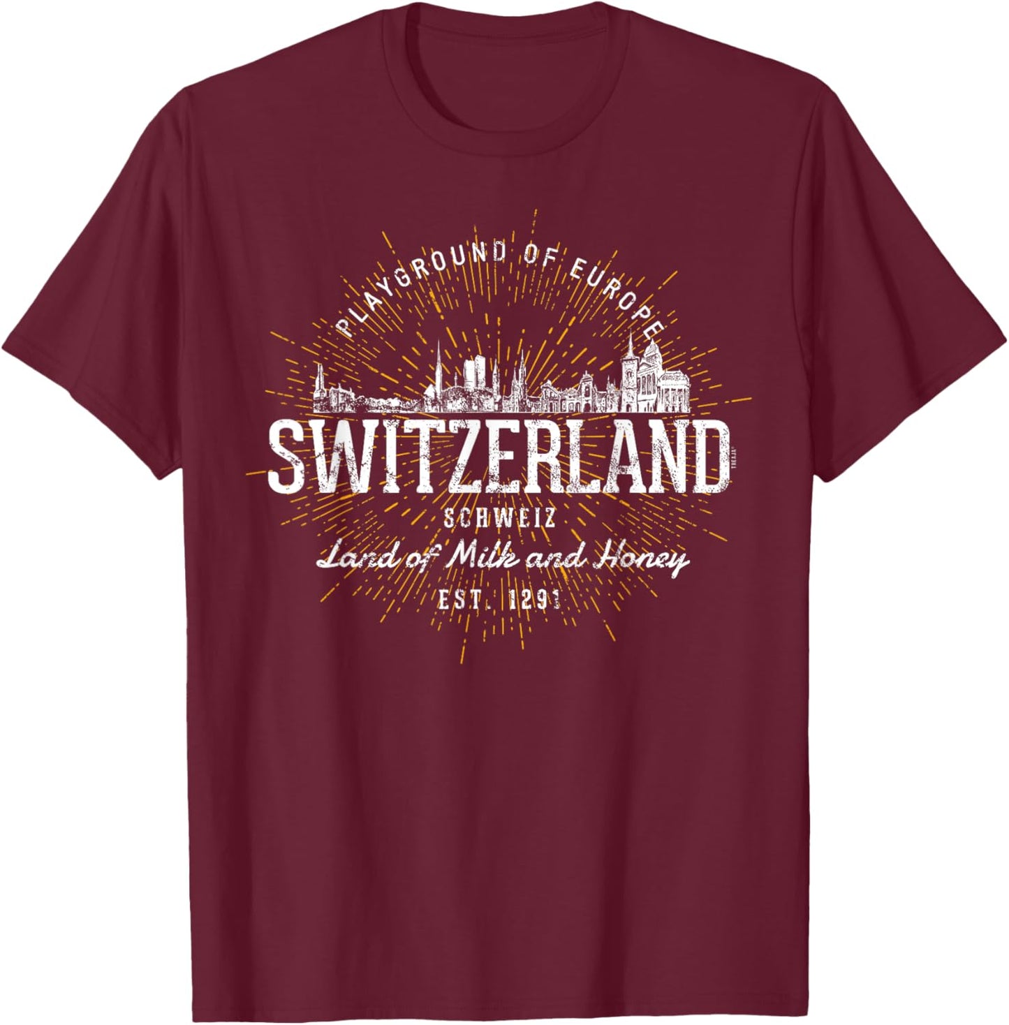 Retro Switzerland Vintage T-Shirt - T-Shirt | Maroon