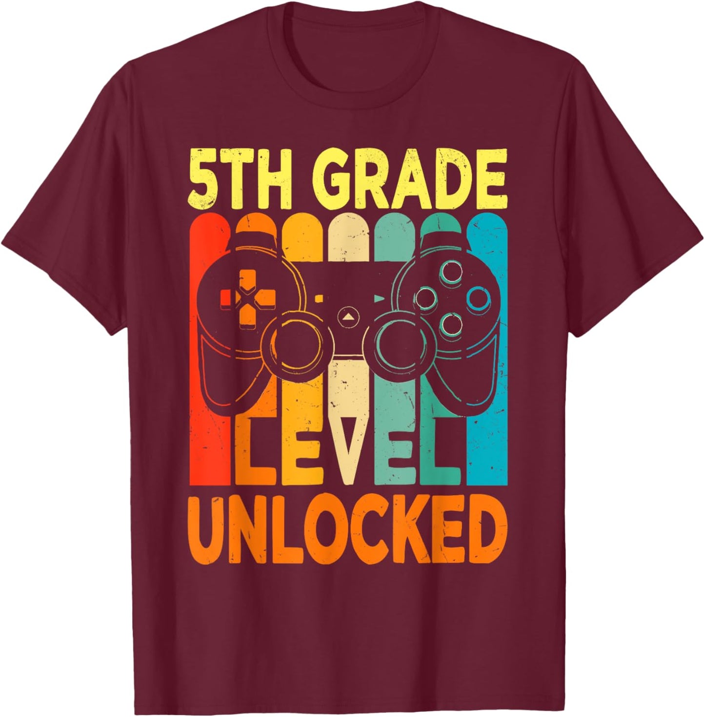 Hello 5th Grade Level Unlocked Video Game Back to School Boy T-Shirt - T-Shirt | Maroon