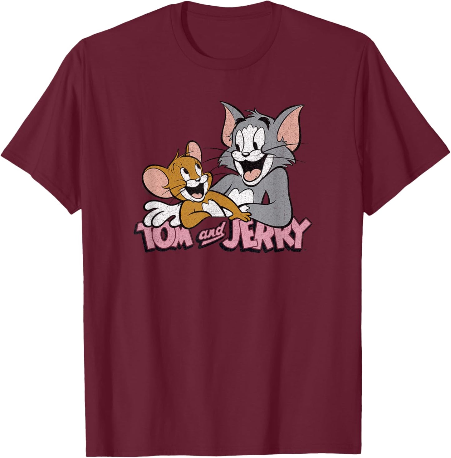 Tom and Jerry Pink Font T-Shirt - T-Shirt | Maroon