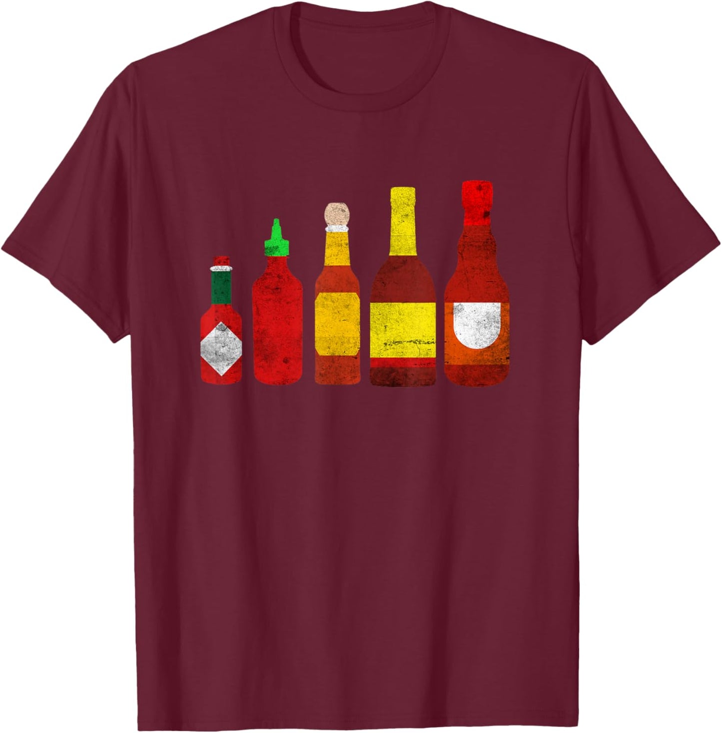 Spicy Habanero Gourmet with Hot Bottle Sauce T-Shirt - T-Shirt | Maroon