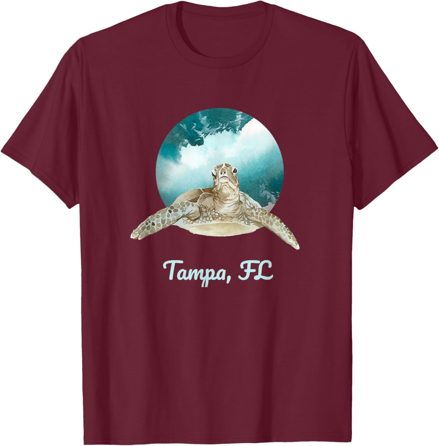 Tampa, FL Ocean Animals Sea Turtle Lovers T-Shirt - T-Shirt | Maroon