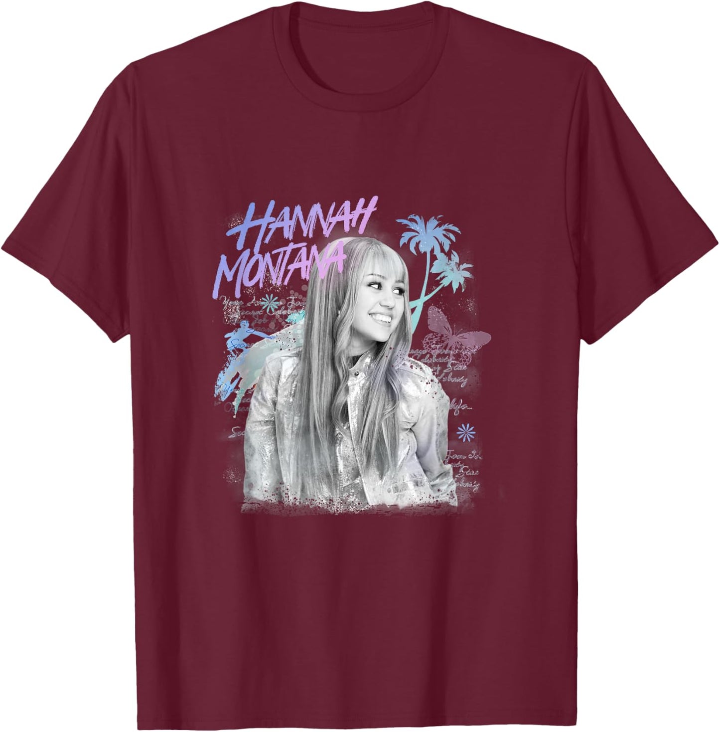 Disney Hannah Montana Iconic Teen Idol Big Chest Portrait T-Shirt - T-Shirt | Maroon