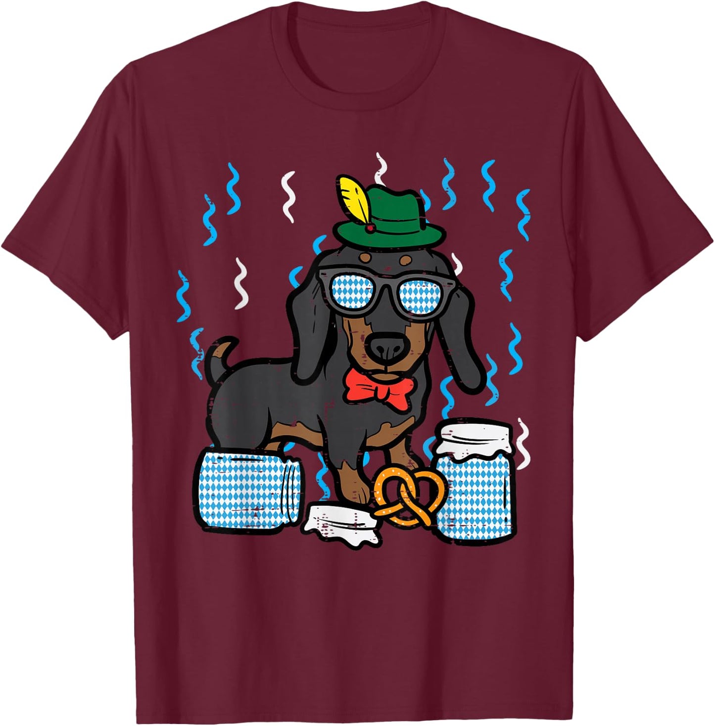 Oktoberfest German Dachshund Dog Owner Doxie Kids Women Men T-Shirt - T-Shirt | Maroon