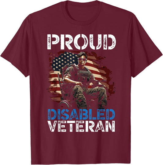 Disabled Veteran Armed Forces Military Soldier Army USA T-Shirt - T-Shirt | Maroon