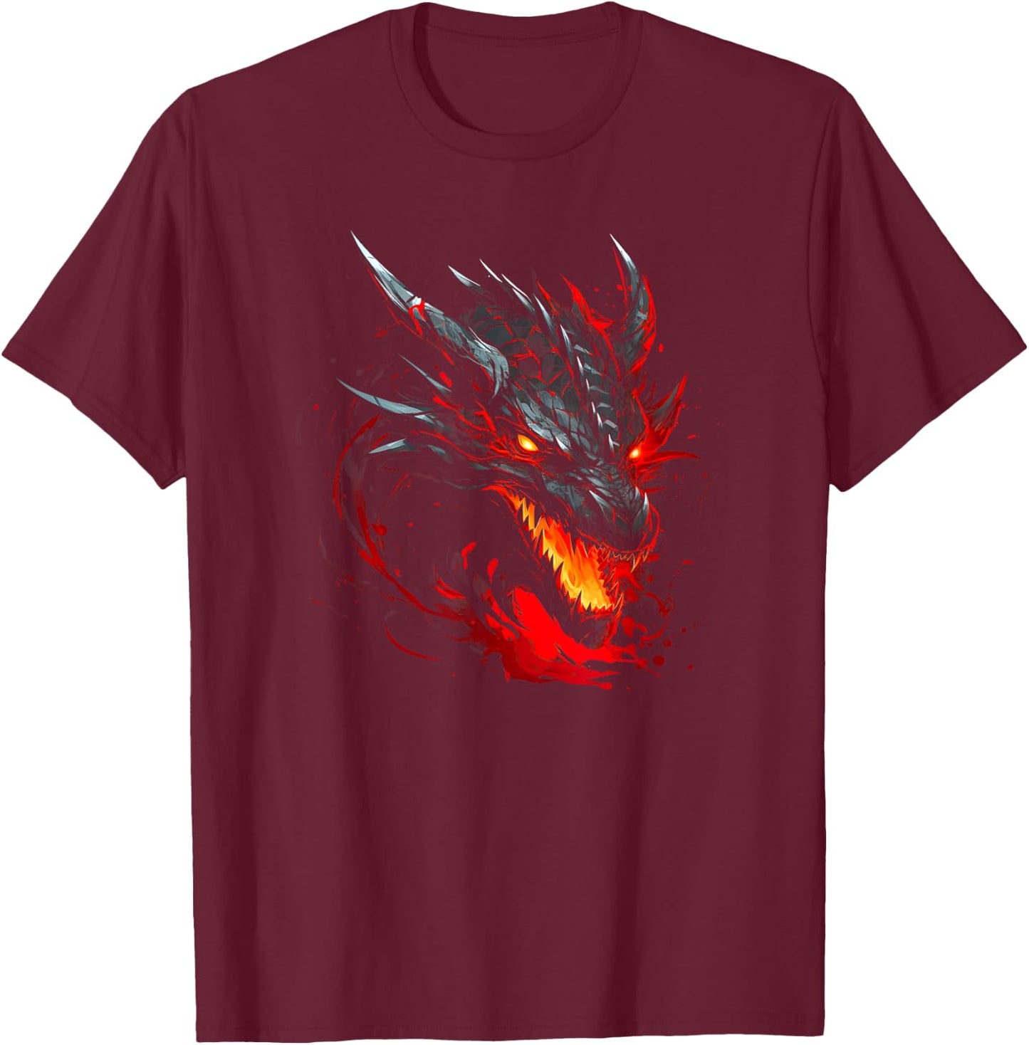 Red Chinese Firedrake Dragon - Dragon Print Art T-Shirt - T-Shirt | Maroon