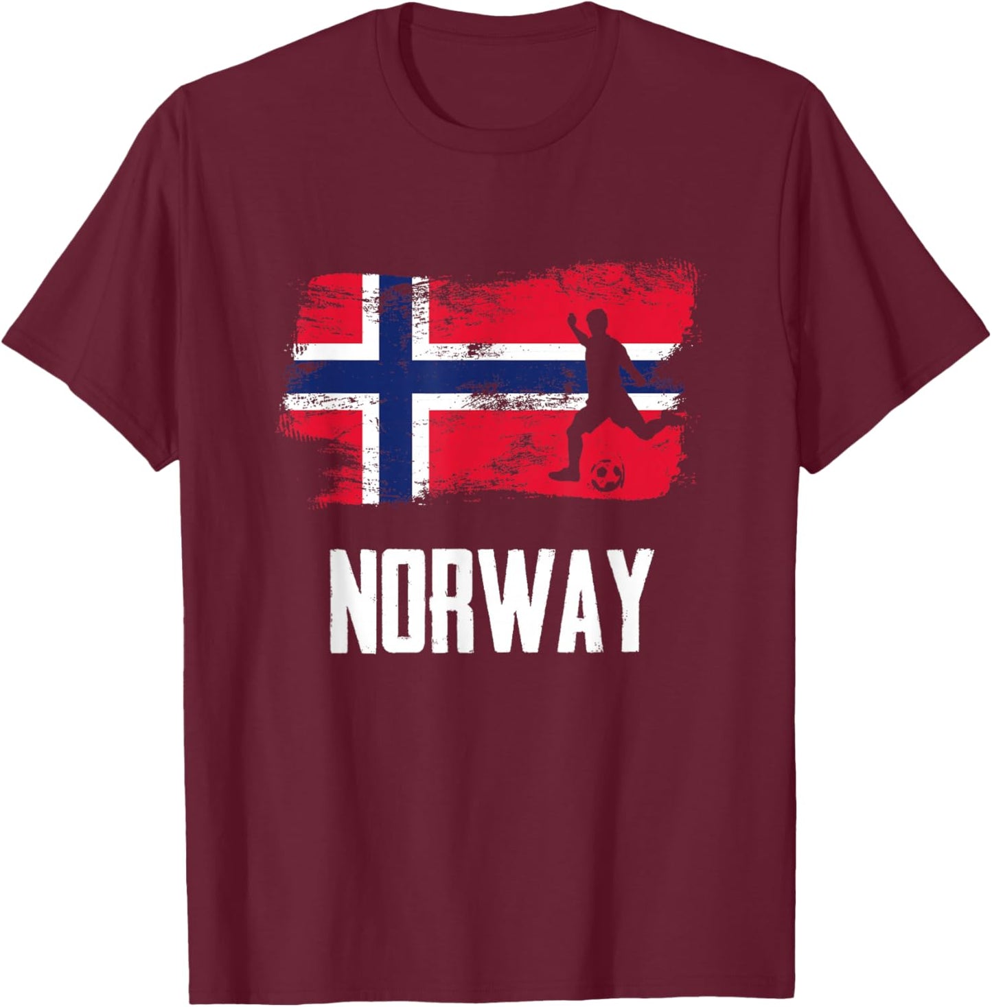 Norway Flag Jersey Norwegian Soccer Team Norwegian T-Shirt - T-Shirt | Maroon