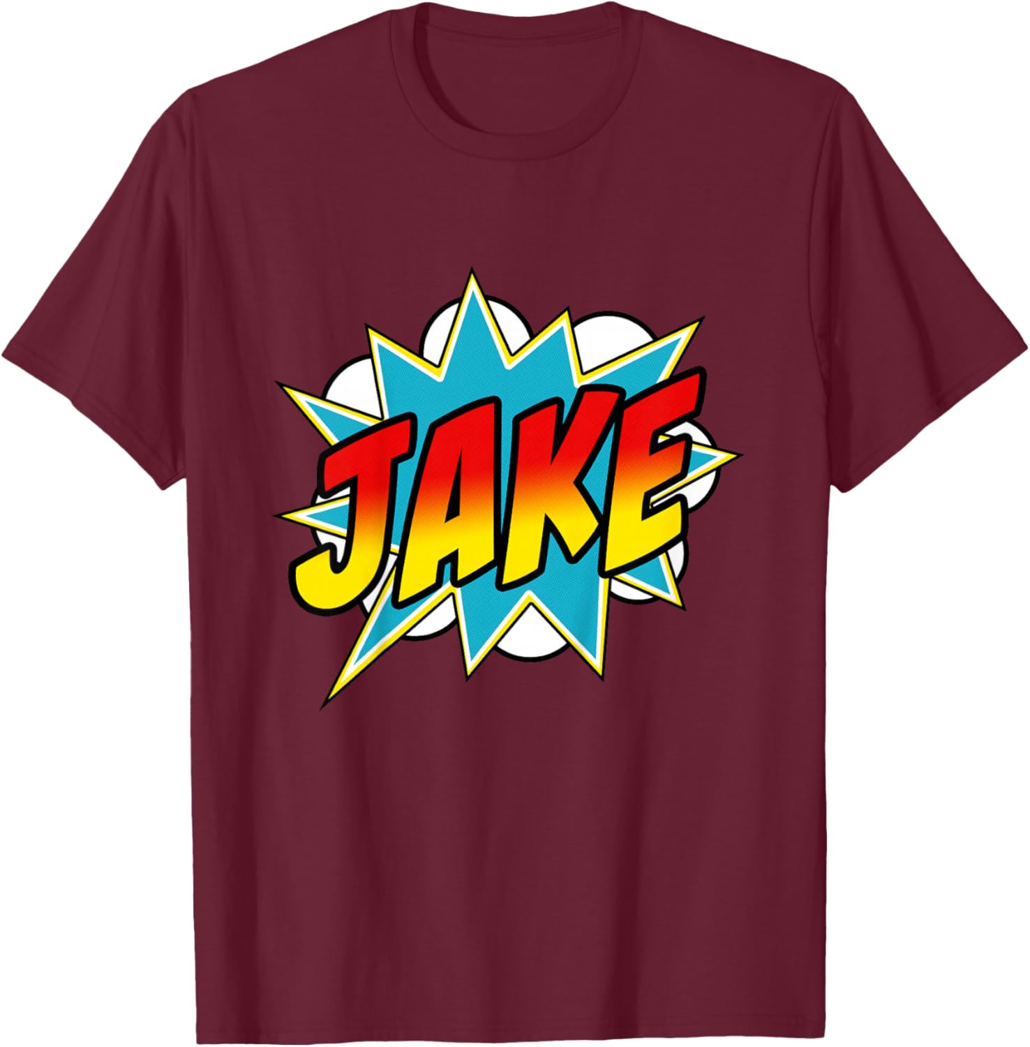 Boys Jake Comic Book Superhero Name T-Shirt - T-Shirt | Maroon