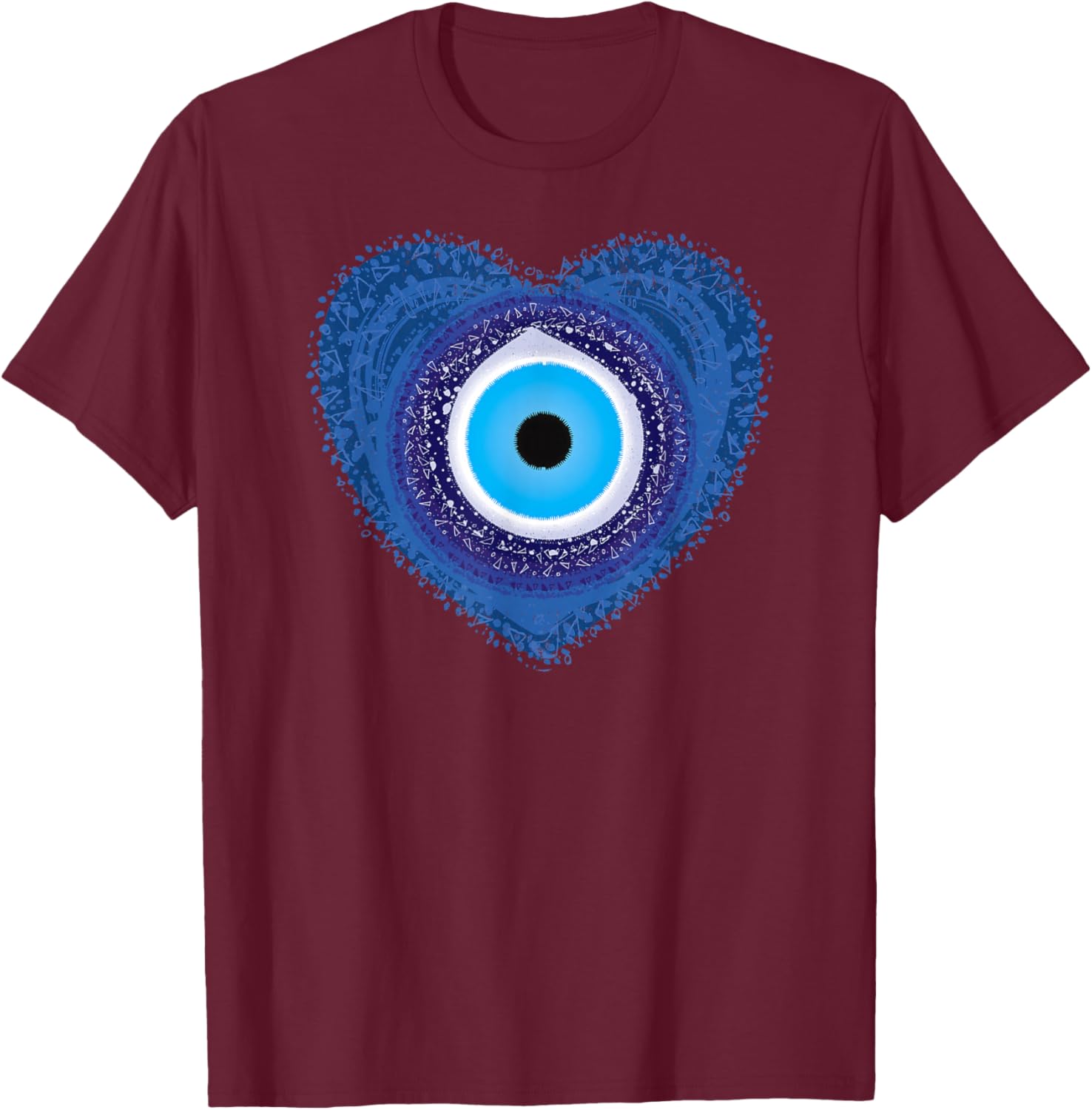 Evil Eye Protect Against Evil Greek Heart of Love T-Shirt - T-Shirt | Maroon