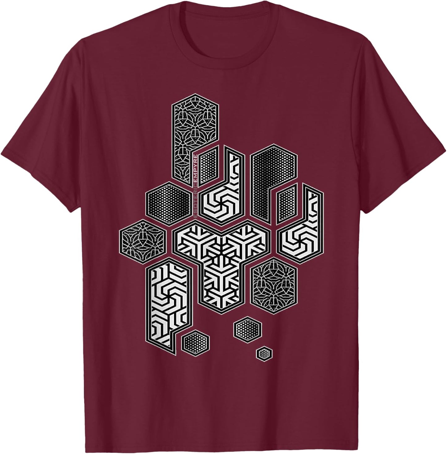 Sacred Geometry Hexagonal Pattern Chaos T-Shirt - T-Shirt | Maroon