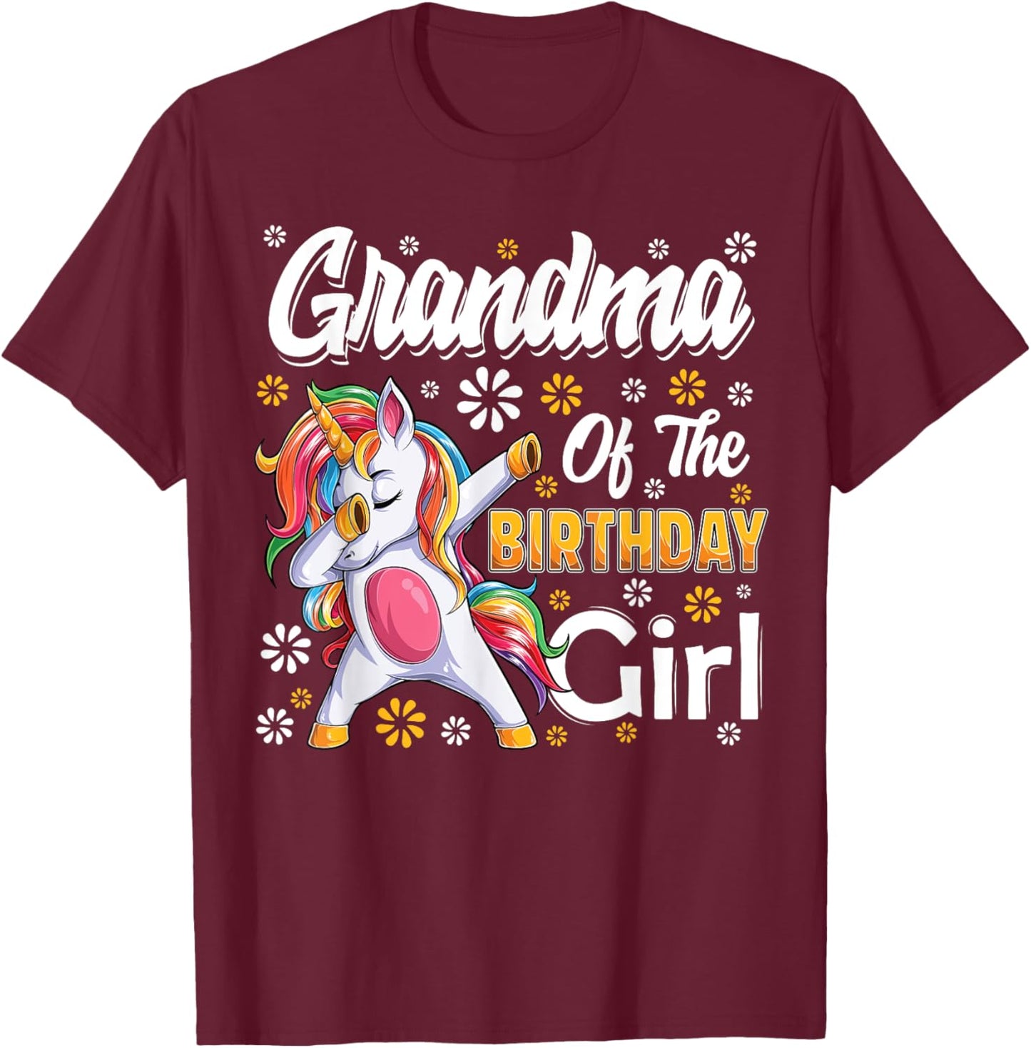 awesome dabbing unicorn birthday Grandma Family Matching T-Shirt - T-Shirt | Maroon