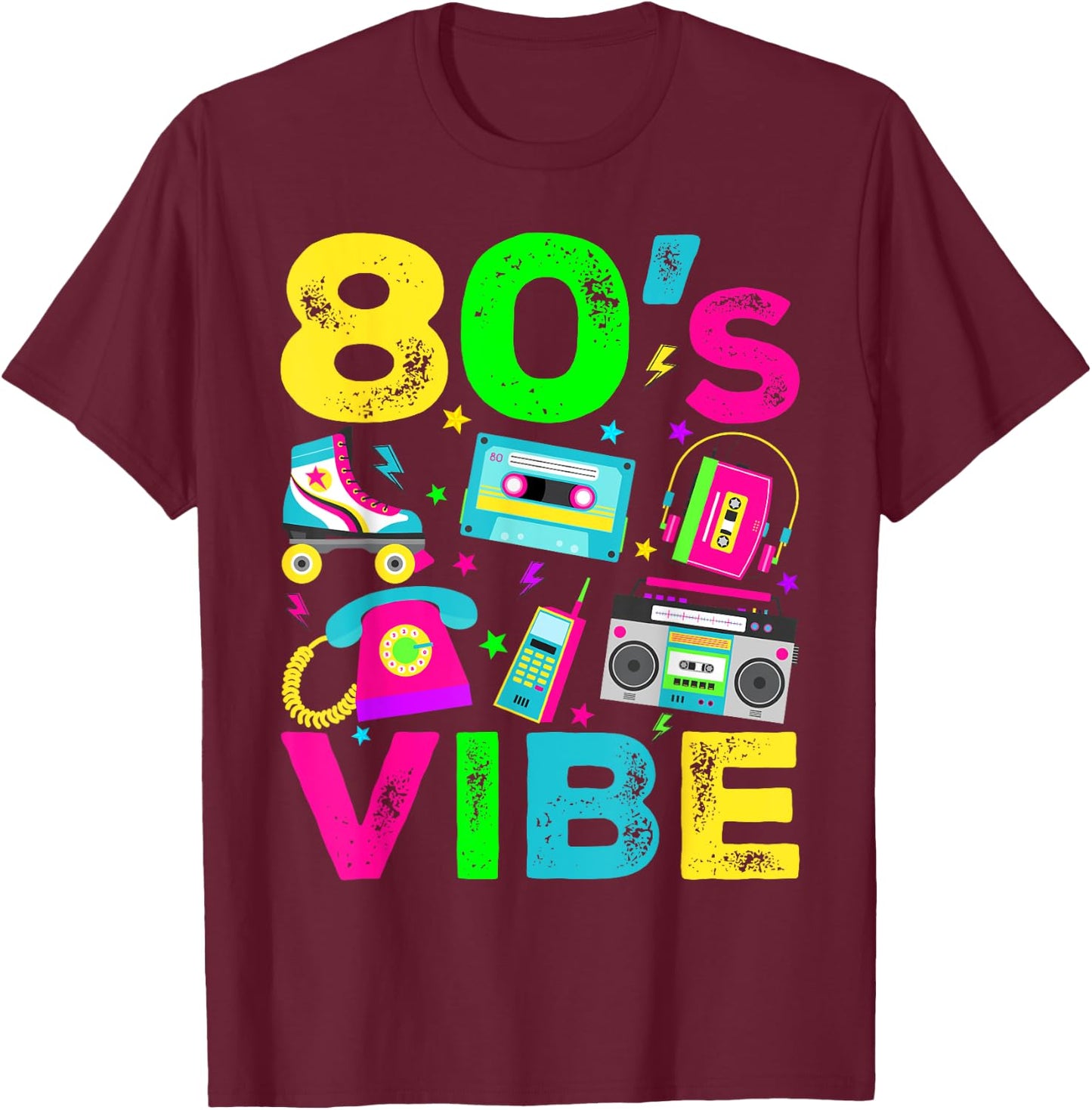 80s Vibe 1980s Vintage Style Eighties Retro Party T-Shirt - T-Shirt | Maroon