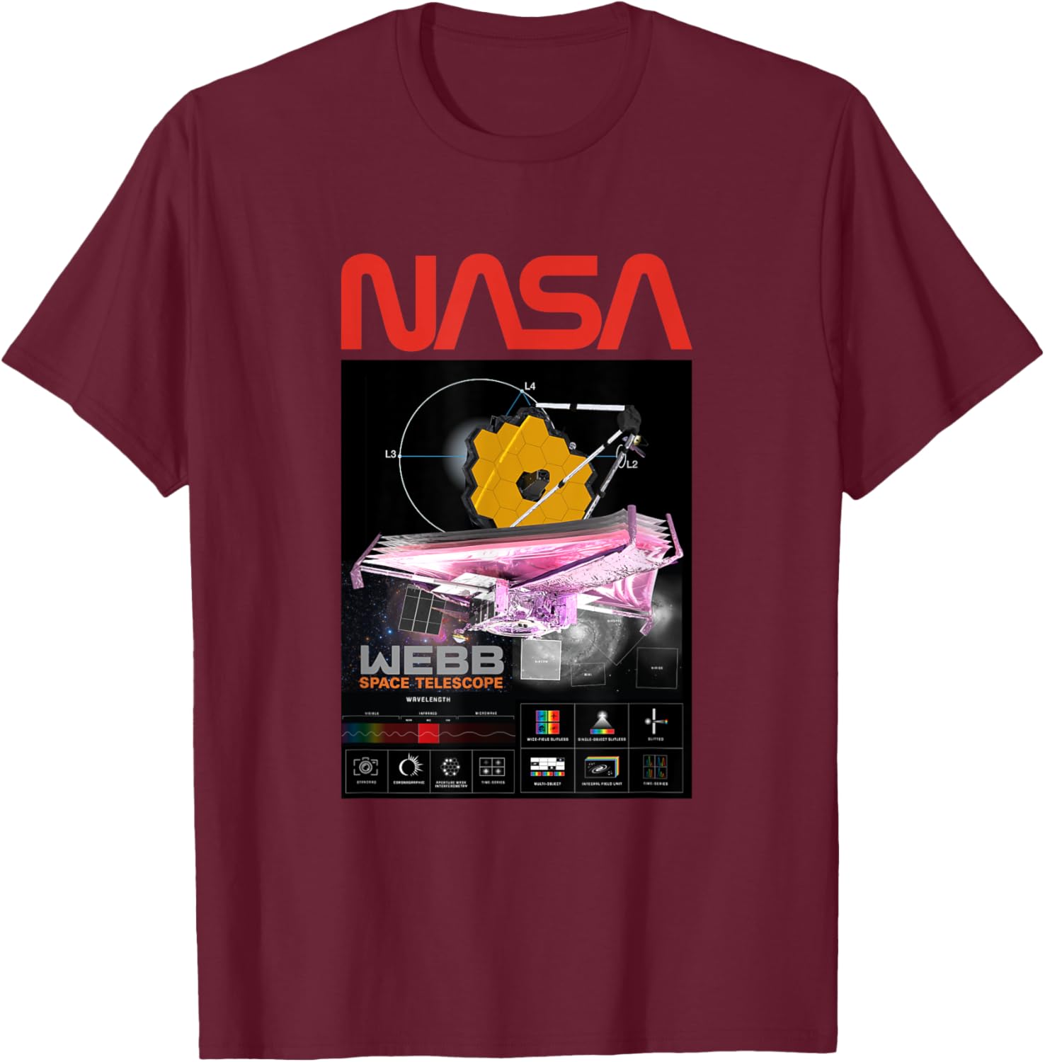 James Webb Space Telescope Launch Date 12 18 2021 T-Shirt - T-Shirt | Maroon