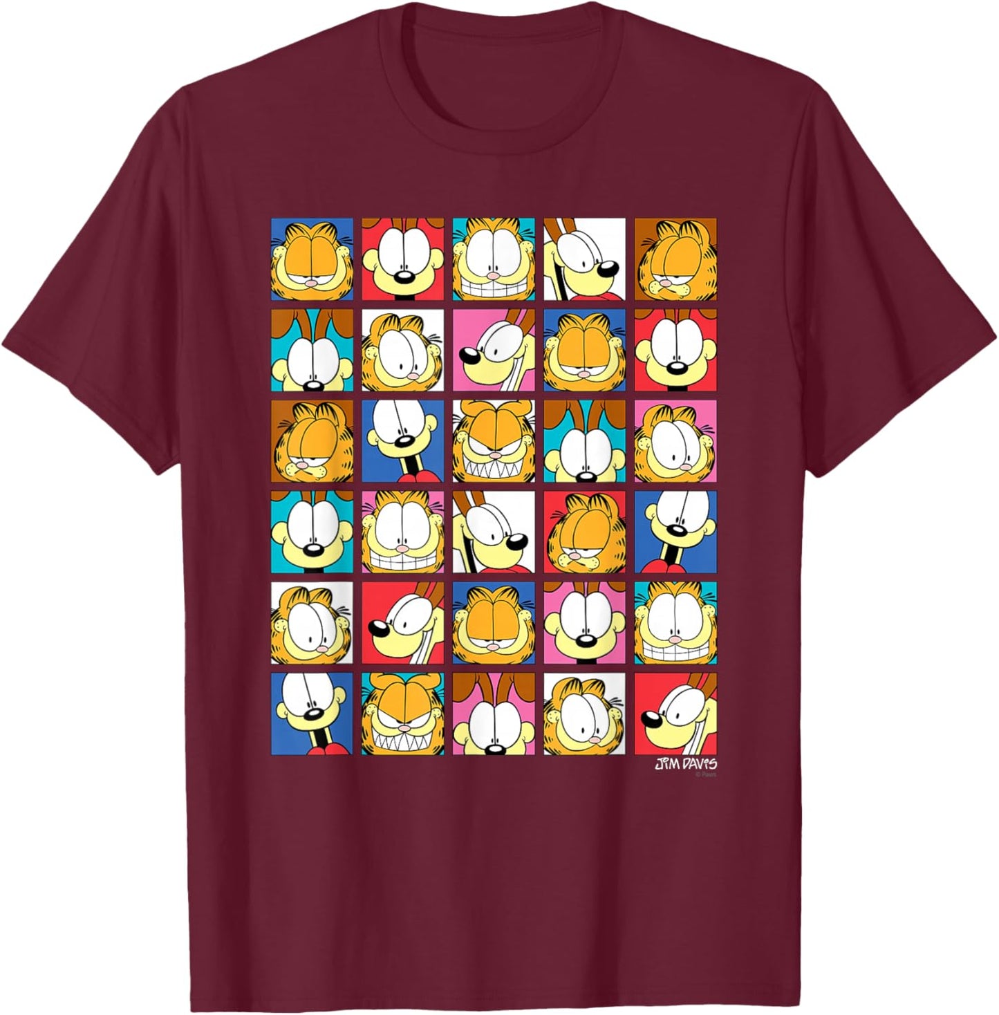 Garfield Expressions Collage Cartoon Cat T-Shirt - T-Shirt | Maroon