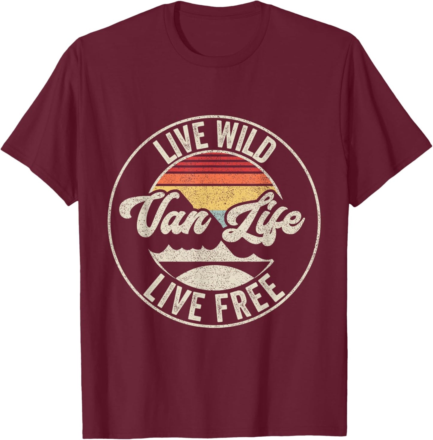 Retro Vintage Van Life T-Shirt - T-Shirt | Maroon