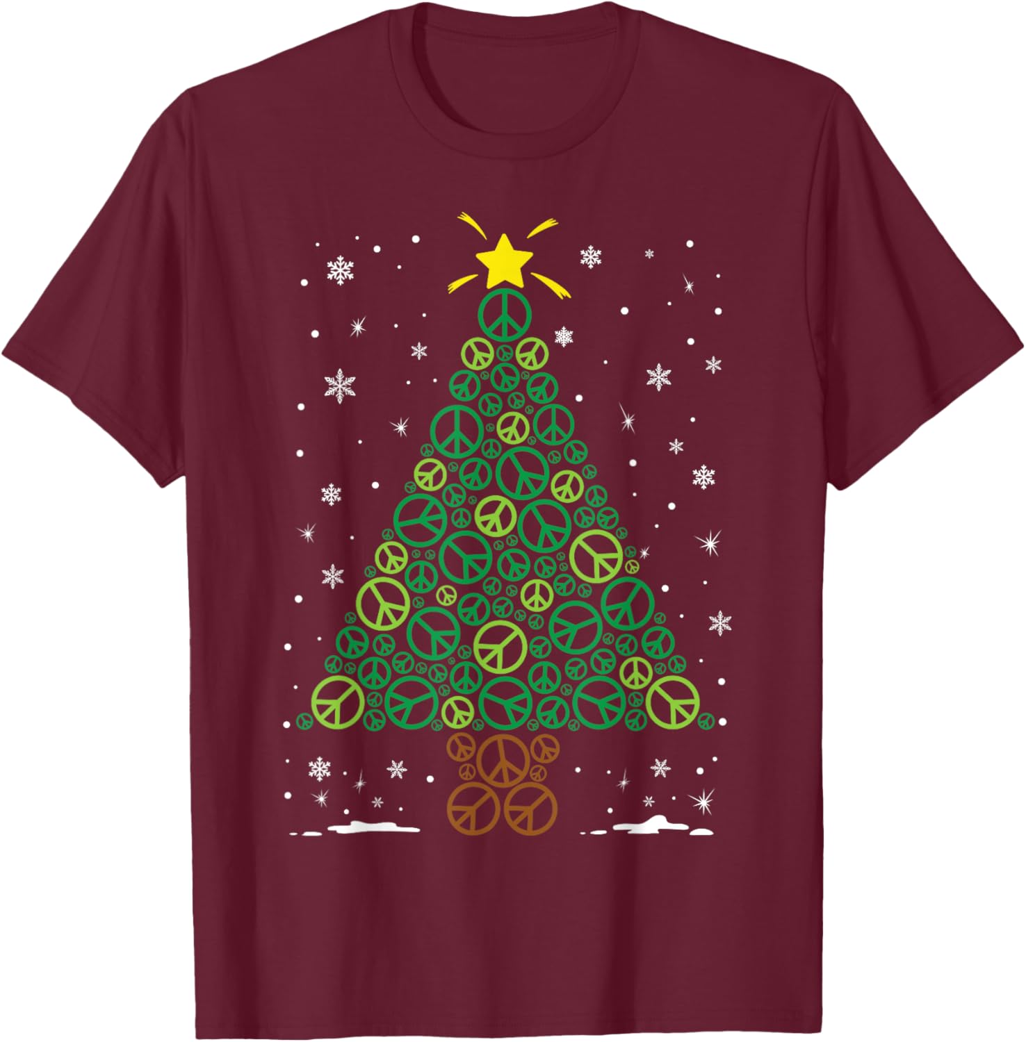 Peace Love Kindness Holiday Family Matching Christmas Tree T-Shirt - T-Shirt | Maroon