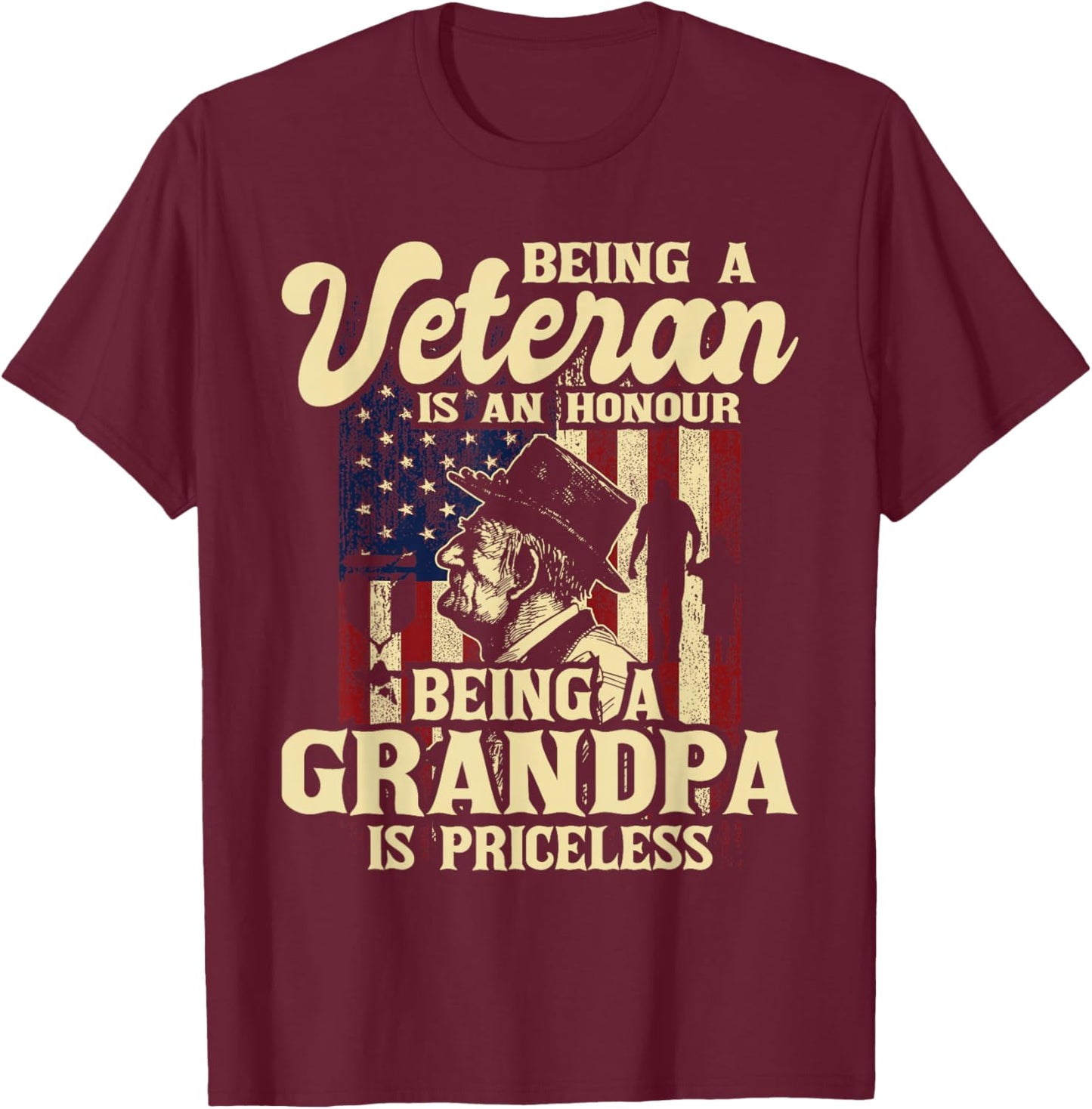 Being A Veteran Is An Honour - Patriotic US Veteran Grandpa Men T-Shirt - T-Shirt | Maroon