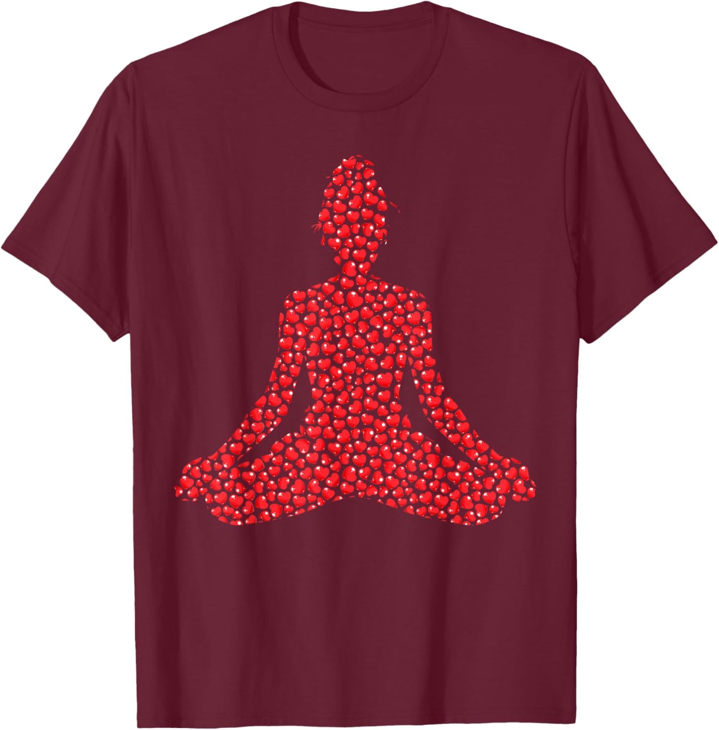 Yoga Lover Heart Shape Yoga Valentine's Day T-Shirt - T-Shirt | Maroon